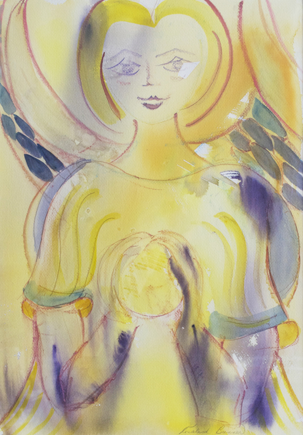 Angel Holding Sphere 1998 19.25" x 13.25" Watercolor on Paper