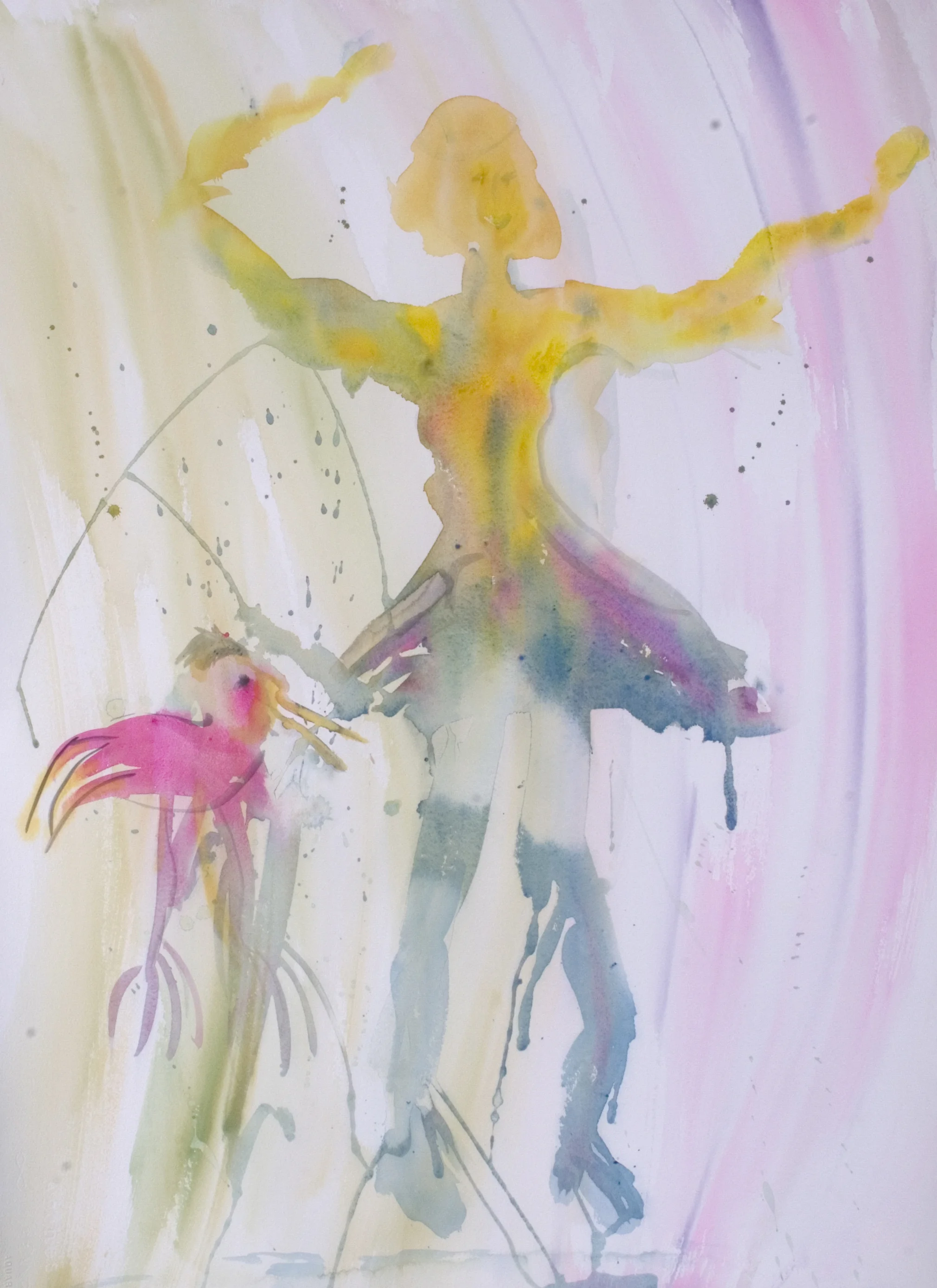 Dancer with Muse 1 1997 38" x 30" Watercolor on Paper