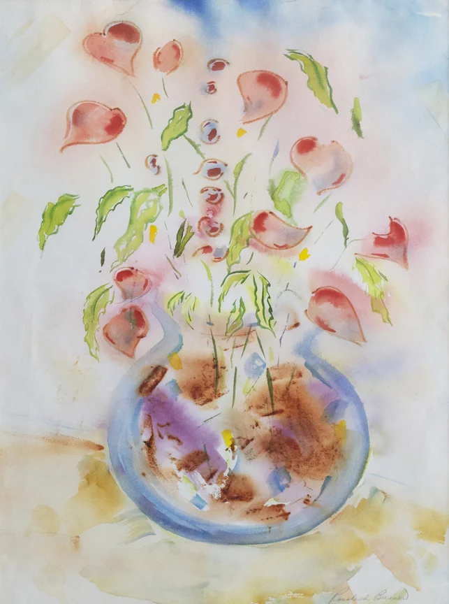 Chinese Paper Flowers 1997 23.50" x 17.50" Watercolor on Paper