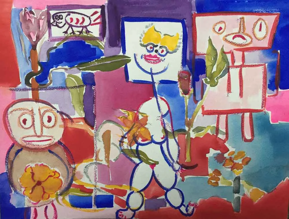 He Always Brings Me Flowers 2013 17.75" x 20.75" Watercolor on Paper