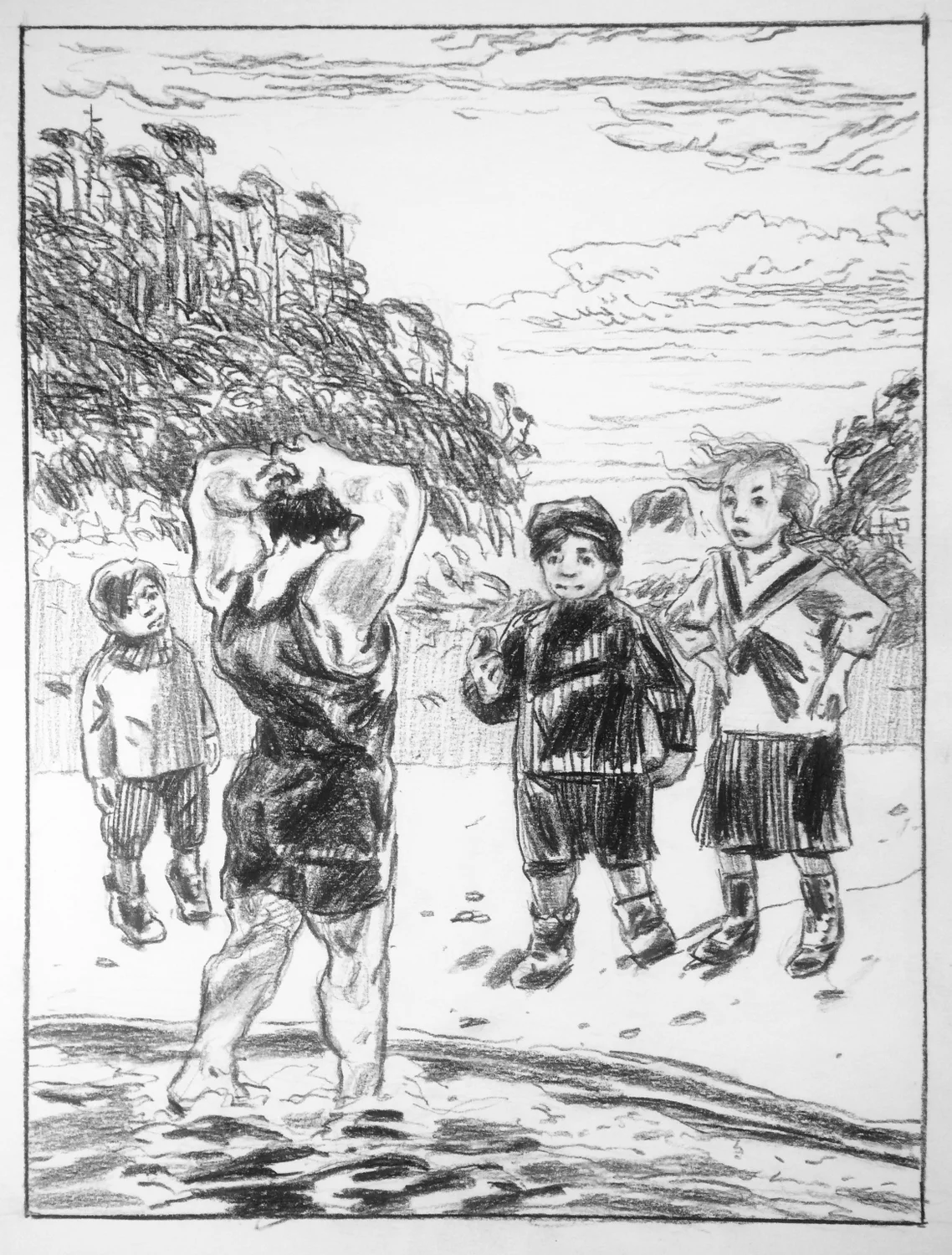 The kids greet Cavill