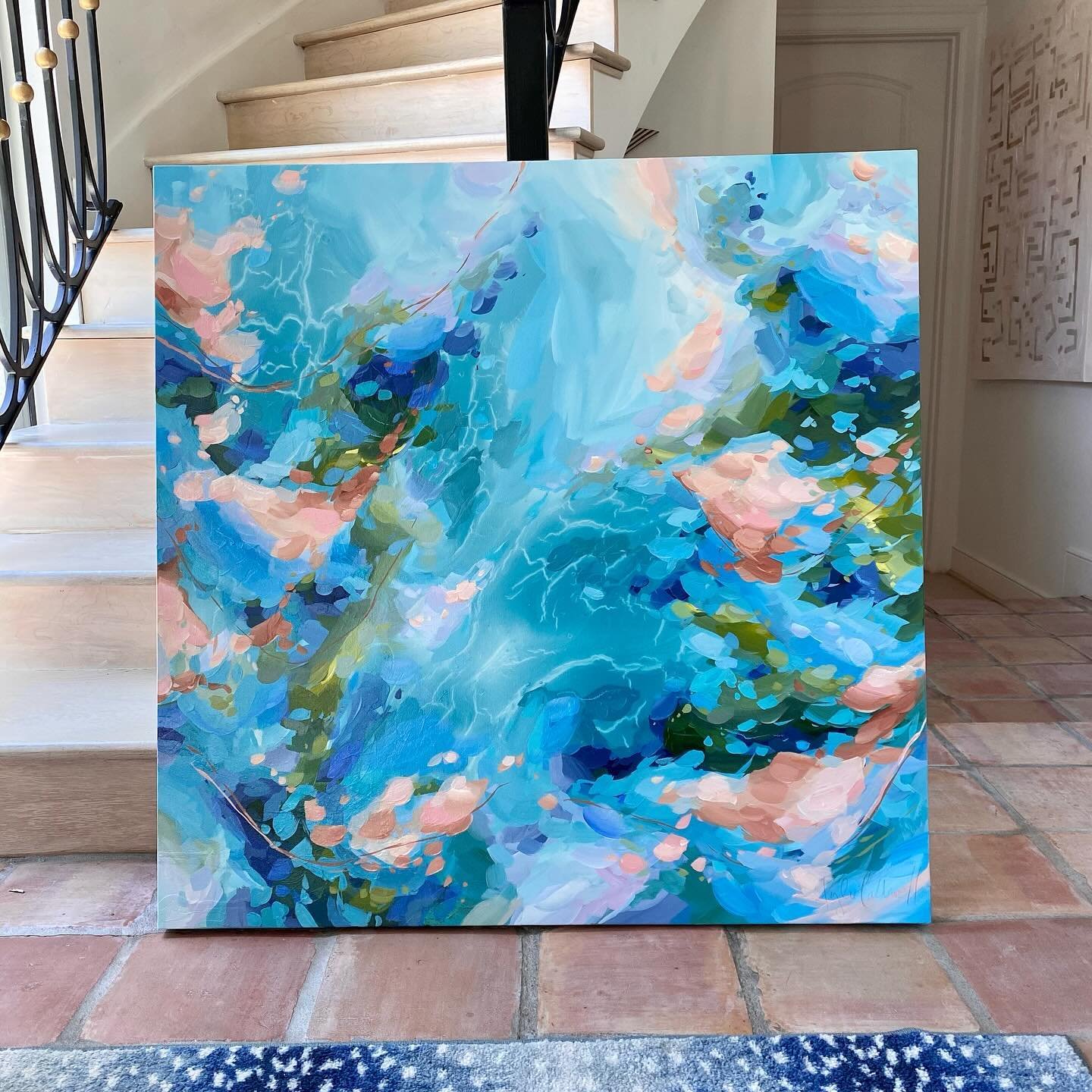 This birthday surprise painting is giving so much positive energy! 🎉 💙🩵🤗