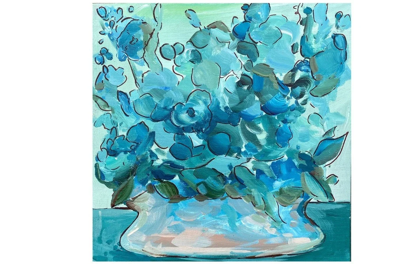 A study in blues&mdash;loose, layered, and full of life. This piece is all about letting the brush wander, finding balance between outline and abstraction.