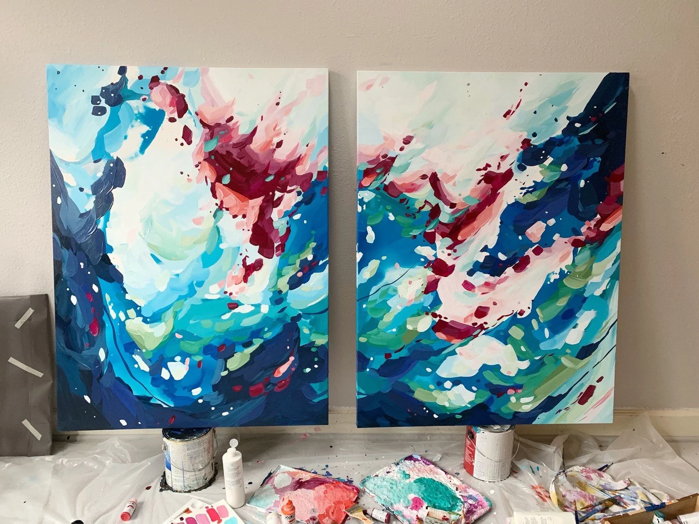 Diptychs are always a challenge because the balance has to be just right. Too much color on one side and the whole thing feels lopsided; not enough and it falls flat. But when it clicks, it&rsquo;s like watching the tide roll in and out &mdash; a rhy