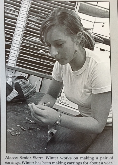Me, making jewelry at school to keep up with the high demand... Go Indians! 