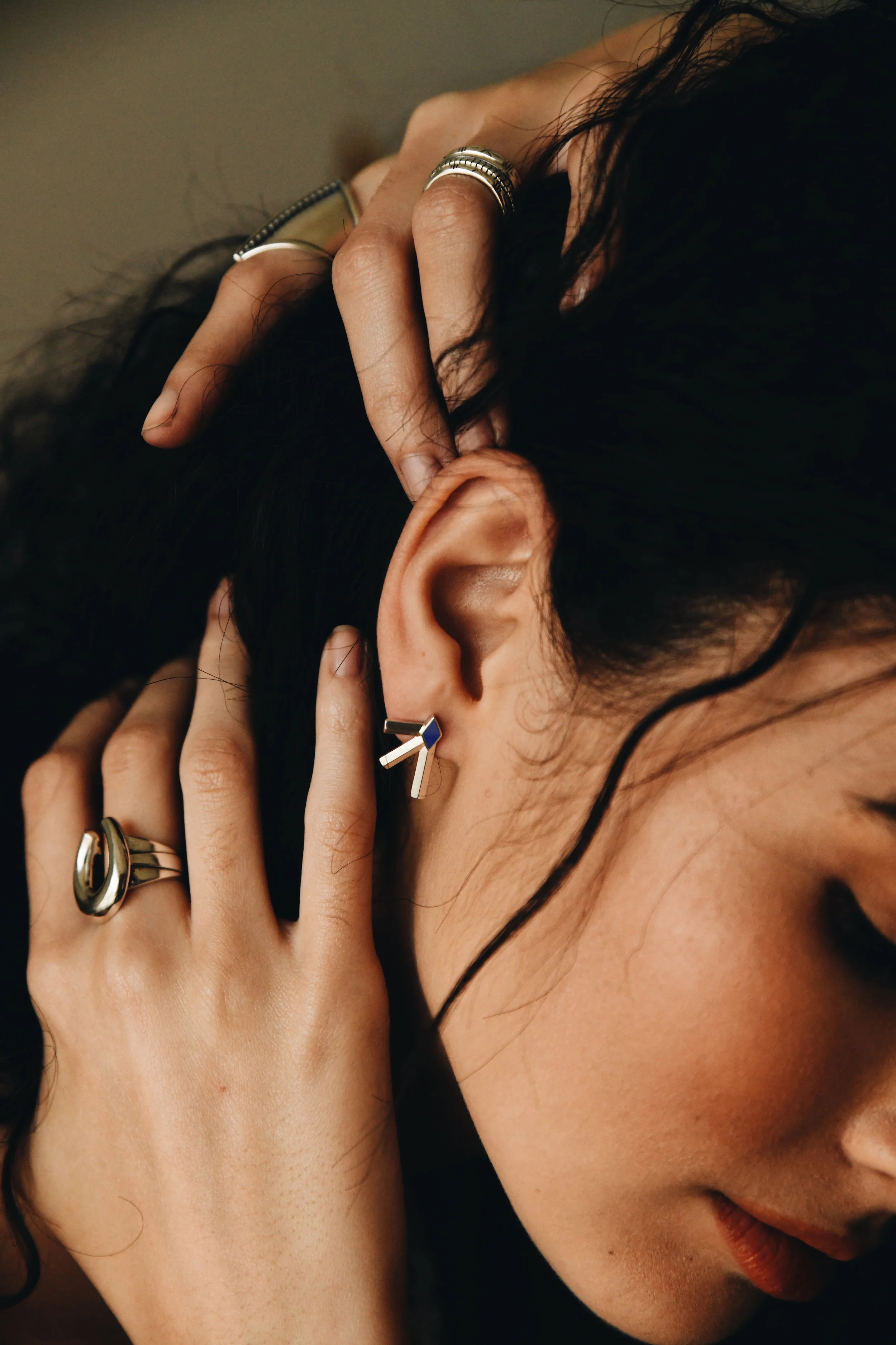 Sierra Winter Jewelry, Bandit Earring Sterling Silver Lapis.jpg