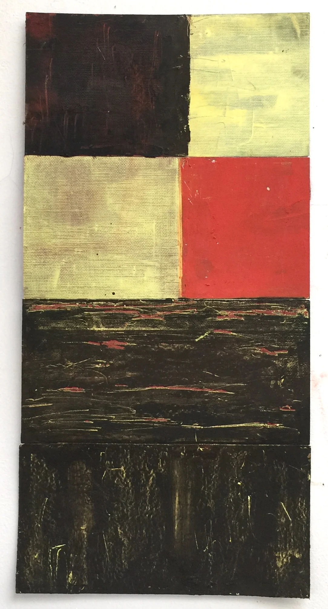"Six Planes", 2012, oil on canvas paper, 16" x 8"