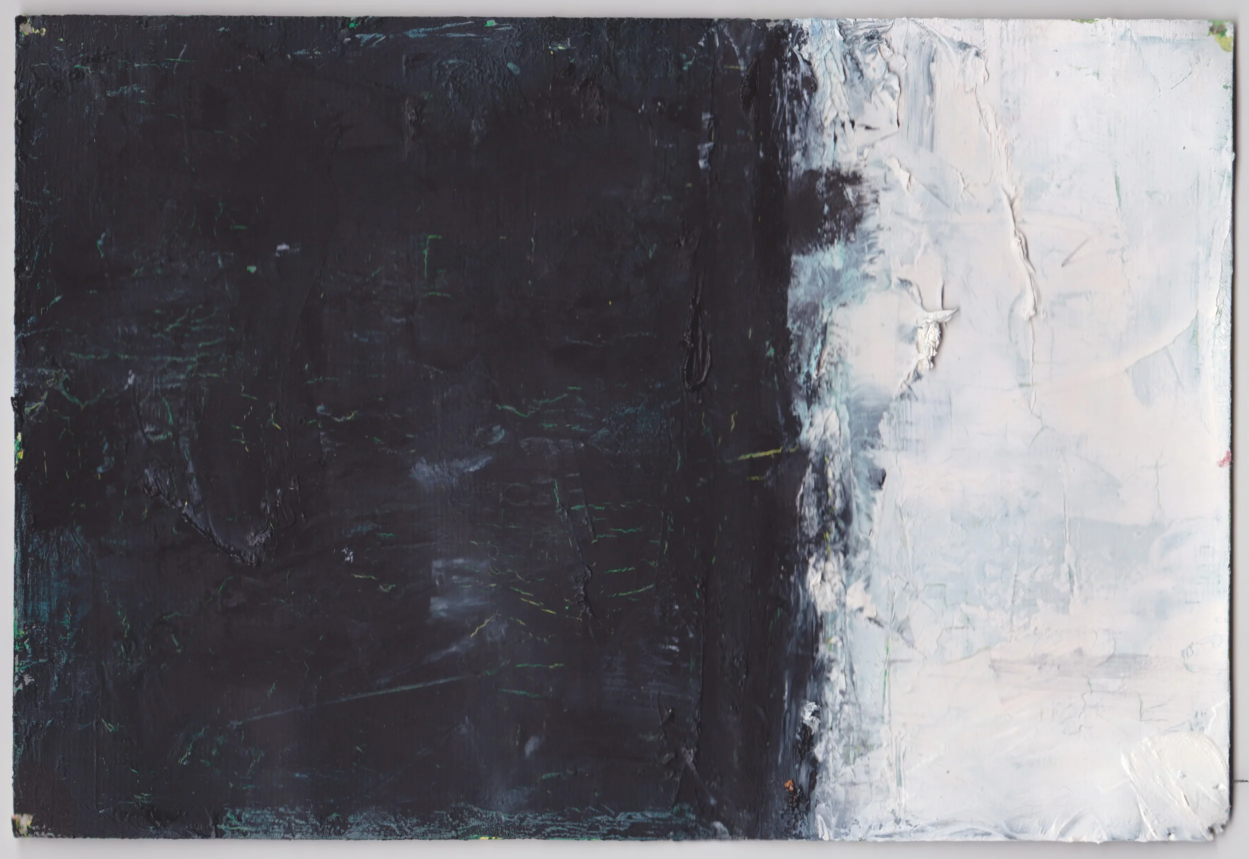 Study for big black and white ptg , 2012, oil on canvas paper, 6" x 8.5"