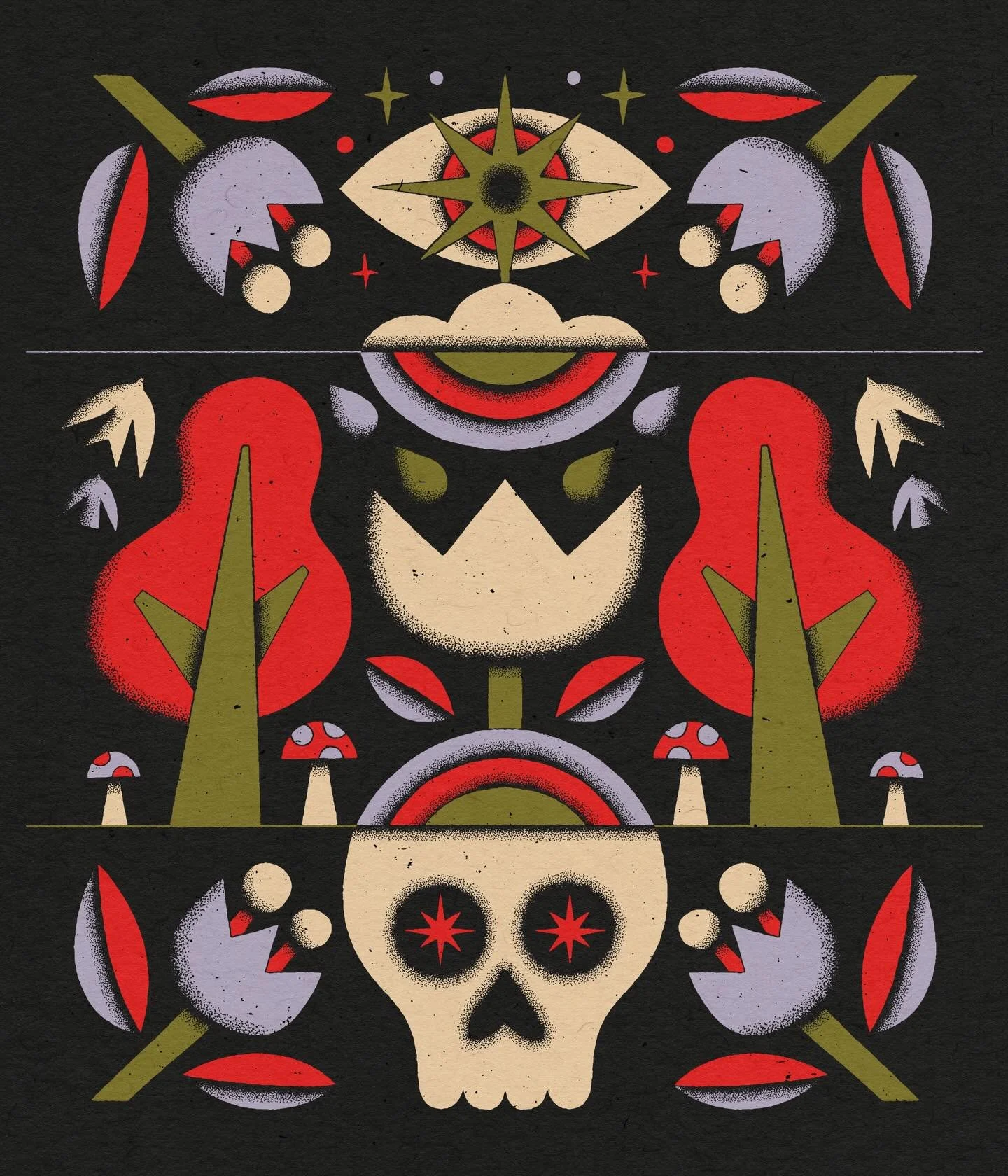 Remixing old ideas and shapes and things into new work 💀🌷Would love to add some type and build on this style for a band poster, wink wink!