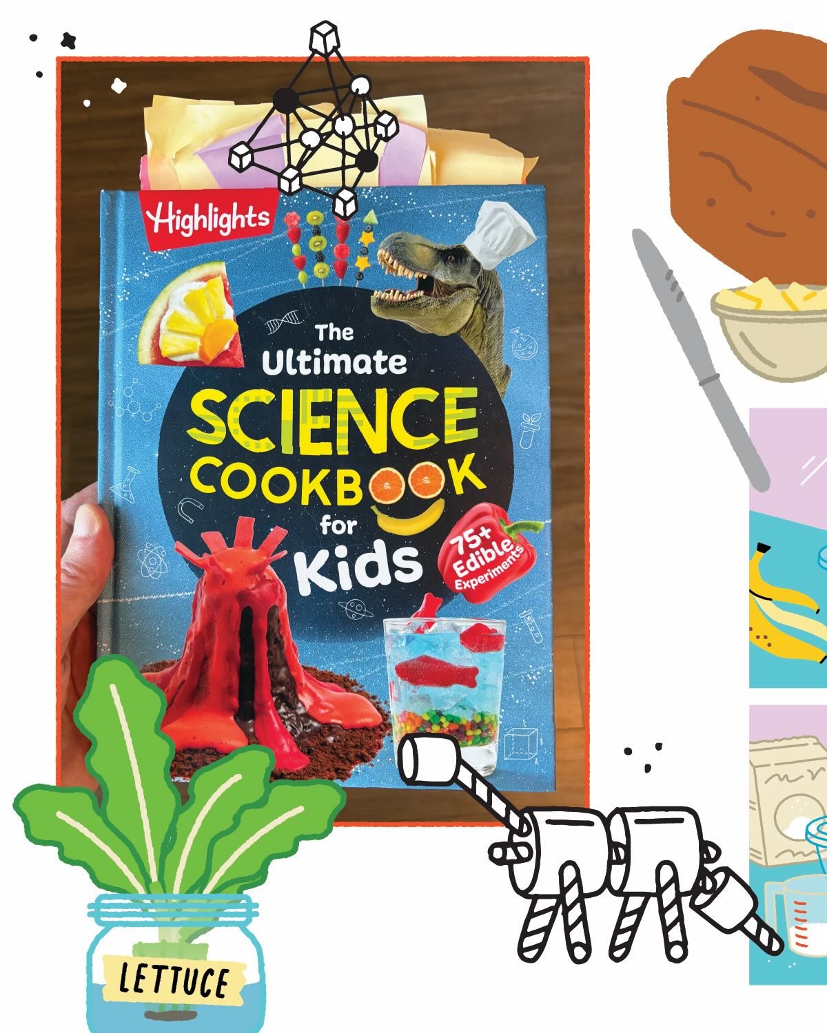 Here&rsquo;s a fun one! I worked on a big ol&rsquo; bunch of spot illustrations and some recipes and things for The Ultimate Science Cookbook for Kids @highlightsforchildren @highlightsbooks 🧑&zwj;🍳🧪

The book is a big hit at our house, it&rsquo;s