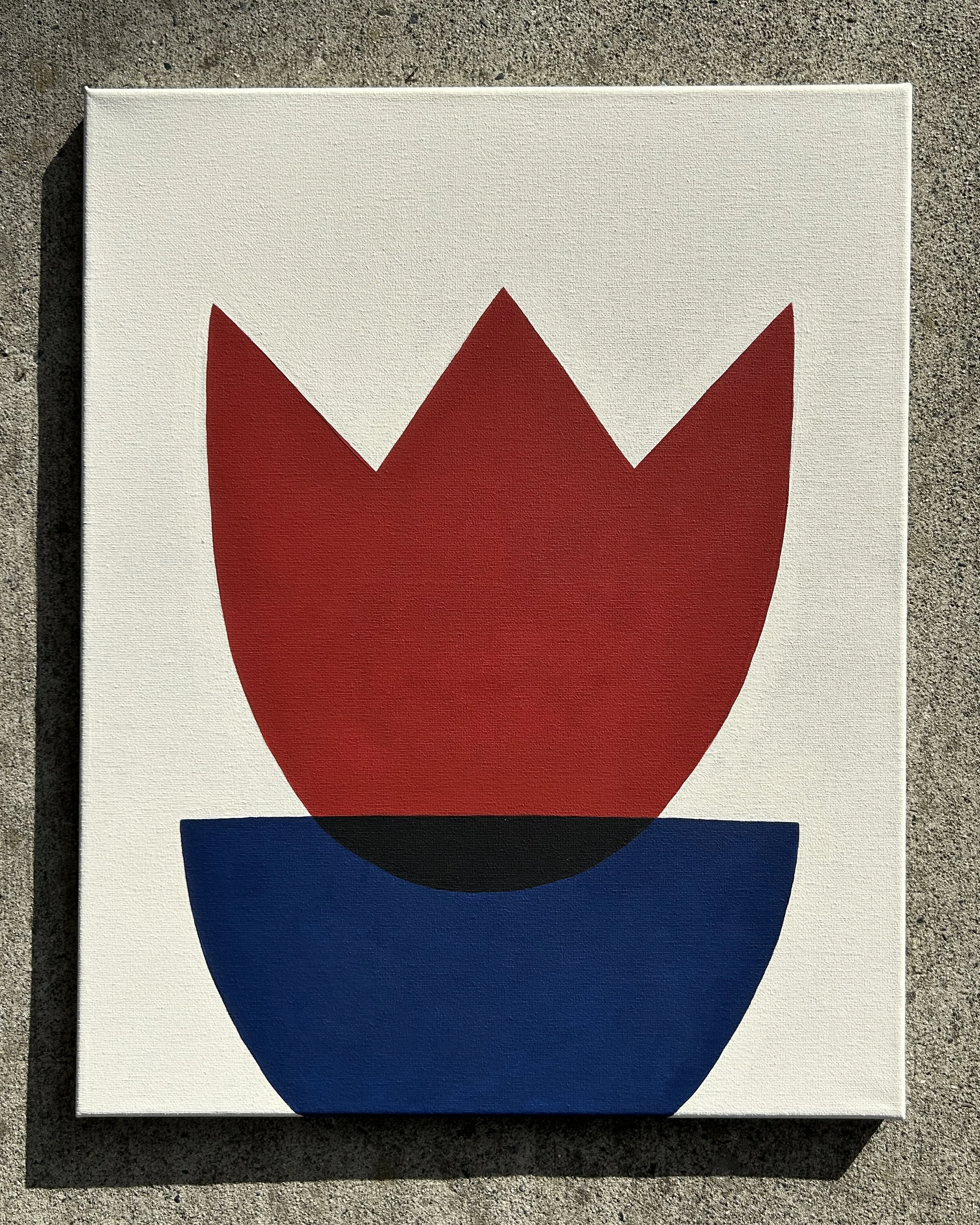 Acrylic on canvas painting exploring shapes interacting