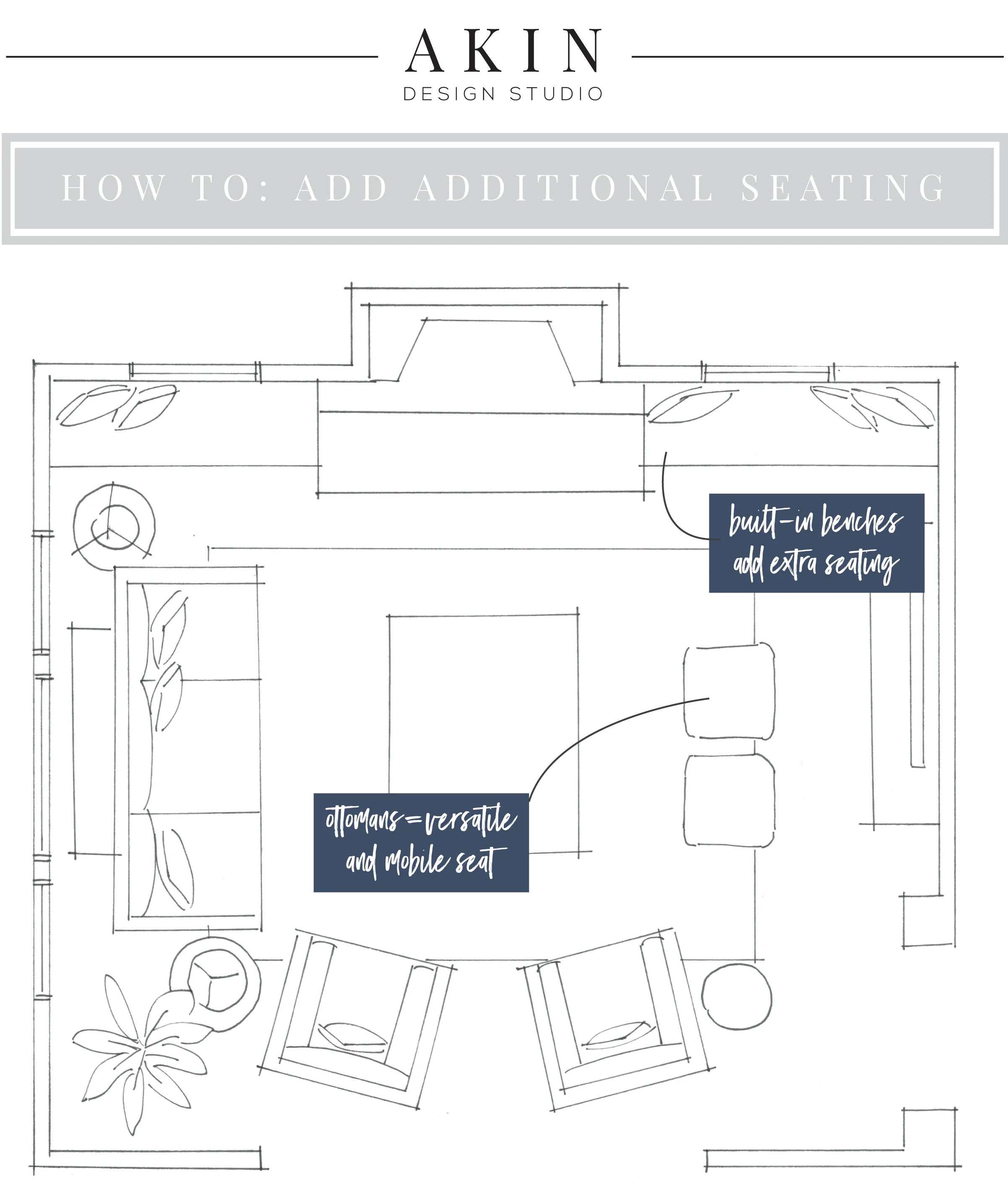 How can you add extra seats to a small living room?