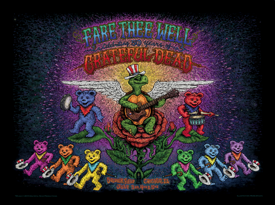 20" x 15" lithographic poster for the Fare Thee Well shows at Soldier Field 2015