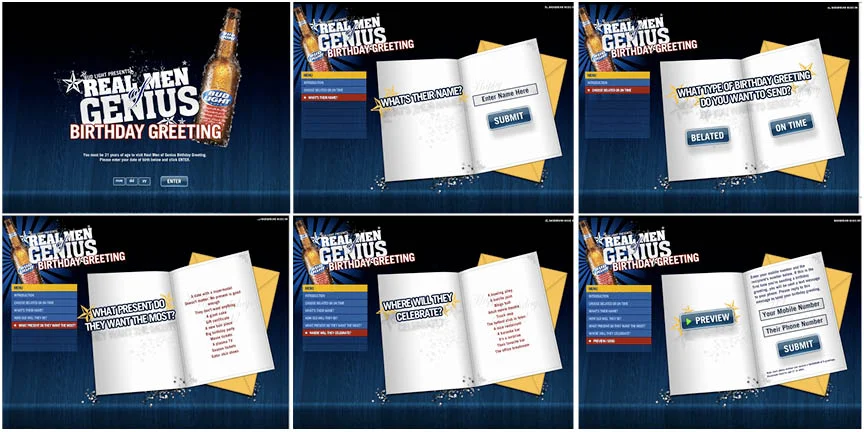 The "Real Men of Genius" customized birthday card generator.