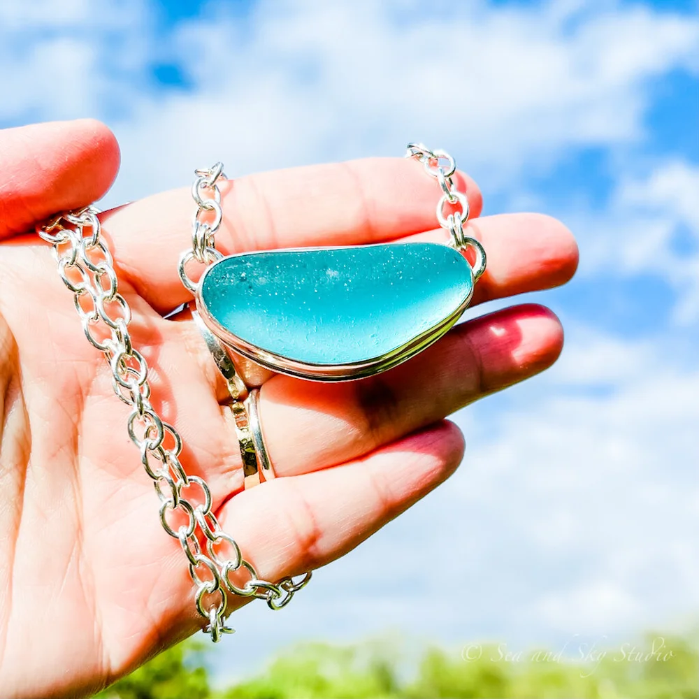 Beach Sea Glass Choker Beach Glass Necklace Leather, Beach Choker