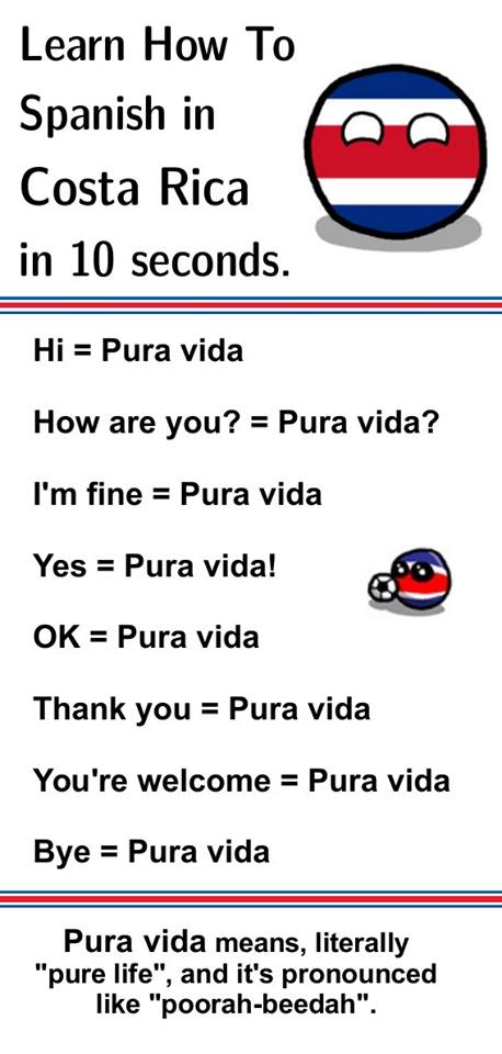 When I say “Pura Vida”, it reminds me that whatever has happened, is happening, or will happen, it is all perfect the way it is. Now I’ve got a word to convey the feeling that life is perfect the way it is. So every time I say “Pura Vida”, I feel happier because I feel the feeling and I notice that I feel it. When I notice that I don’t feel it, I can remind myself that really everything is perfect the way it is and that every emotion I feel is pure life, no matter whether it is joy or frustration, love or hate… and then I feel Pura Vida again. SELF REFLECTION: If you lived everyday with “Pura Vida” in mind for a week, what would that week look like? GAME: MAKE PURA VIDA IMPOSSIBLE TO AVOID Make a commitment to living with “Pura Vida” in mind for a week. Here’s a few things to do before you start the week: Write Pura Vida on post-its and stick them around your home and office Change your computer, mobile phone and tablet background to something that says “Pura Vida” (here’s a few images to save you time: 1 , 2 , 3 , 4 , 5 , 6 ) Put 3 reminders a day with “Pura Vida” to repeat every day SELF REFLECTION: When your week is over, what difference have you noticed?
