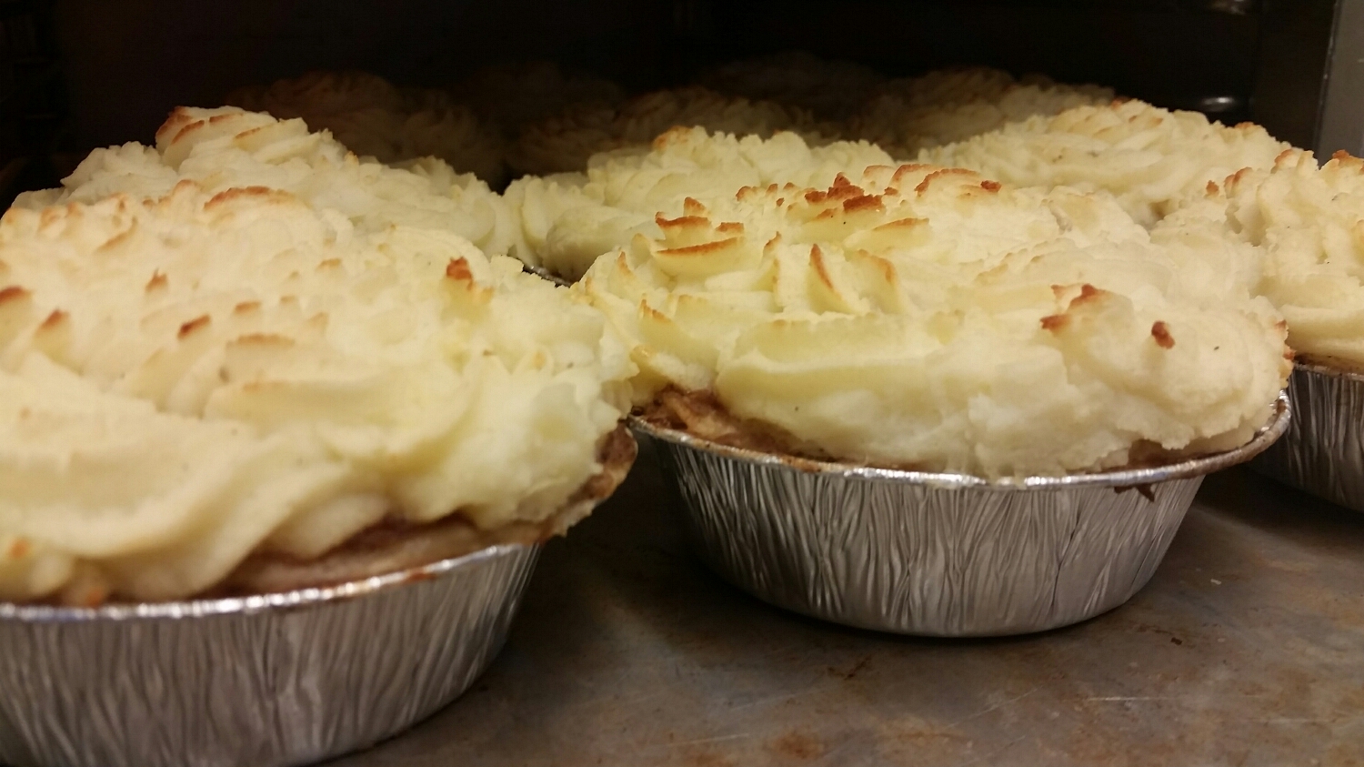 beef and Guinness shepherd's pie. Get them while they last!