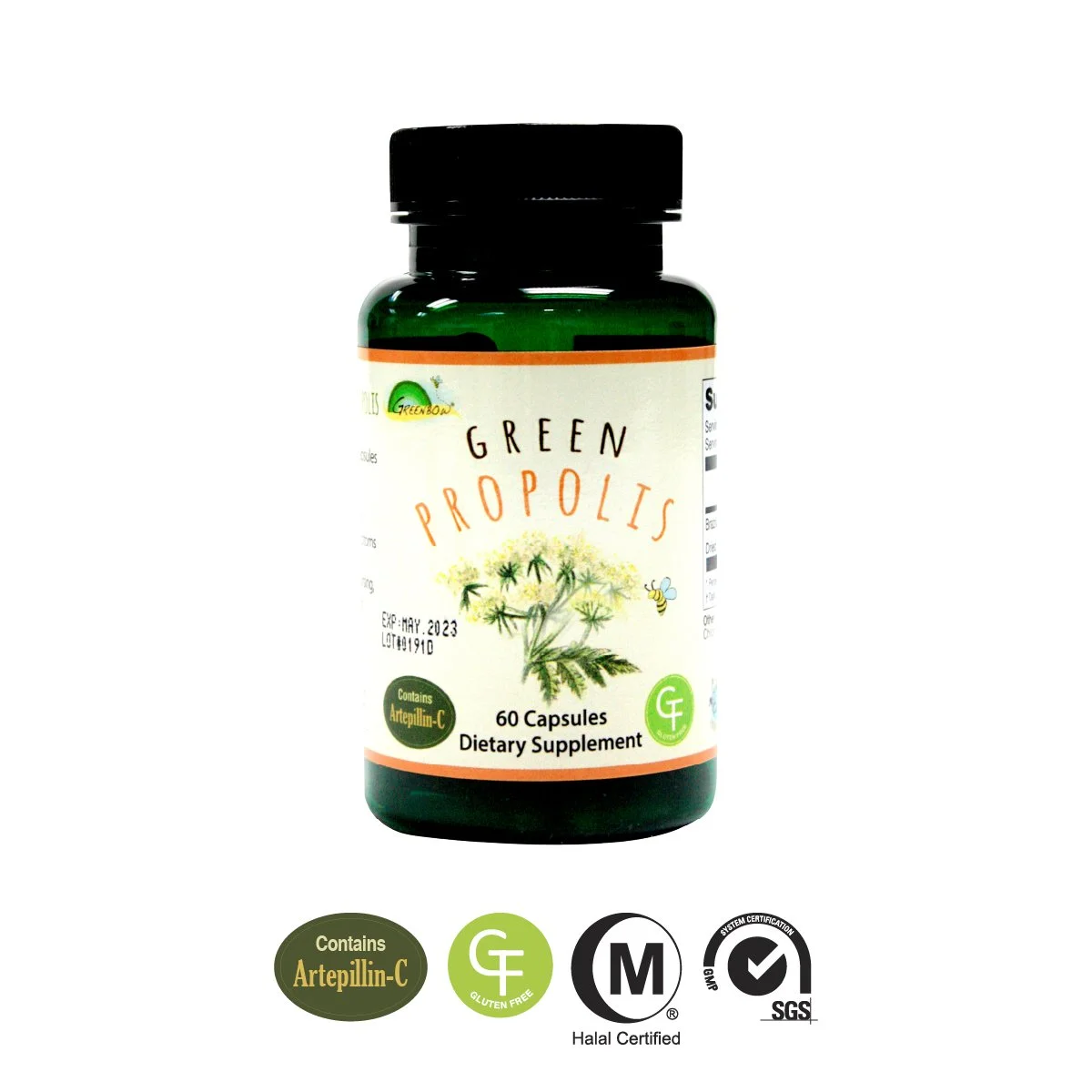 GREENBOW Green Propolis – Genuine Brazilian Green Propolis, Contains Artepillin C – One of The Most Nutrition Packed_Certified GMP_Halal (VEGAN CAPSULE) 60 caps
