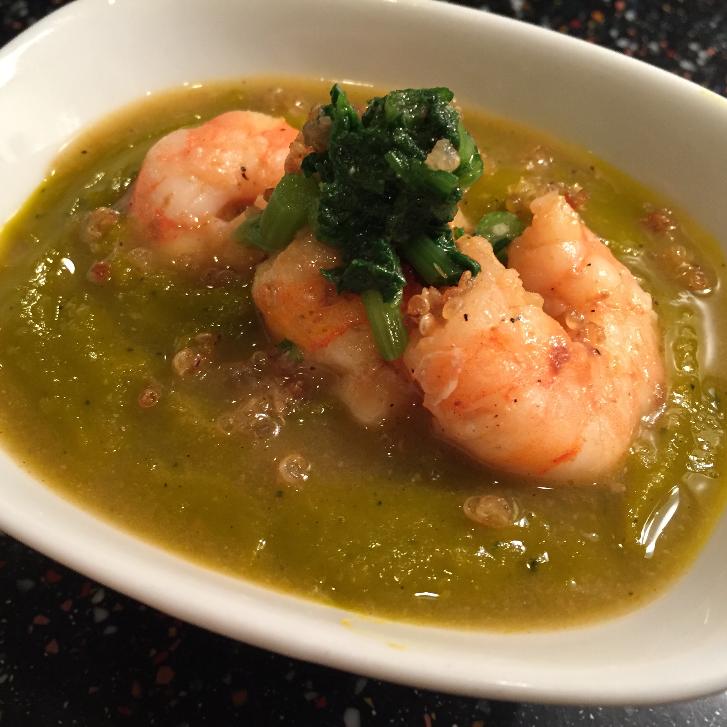 Kabocha soup with shrimp