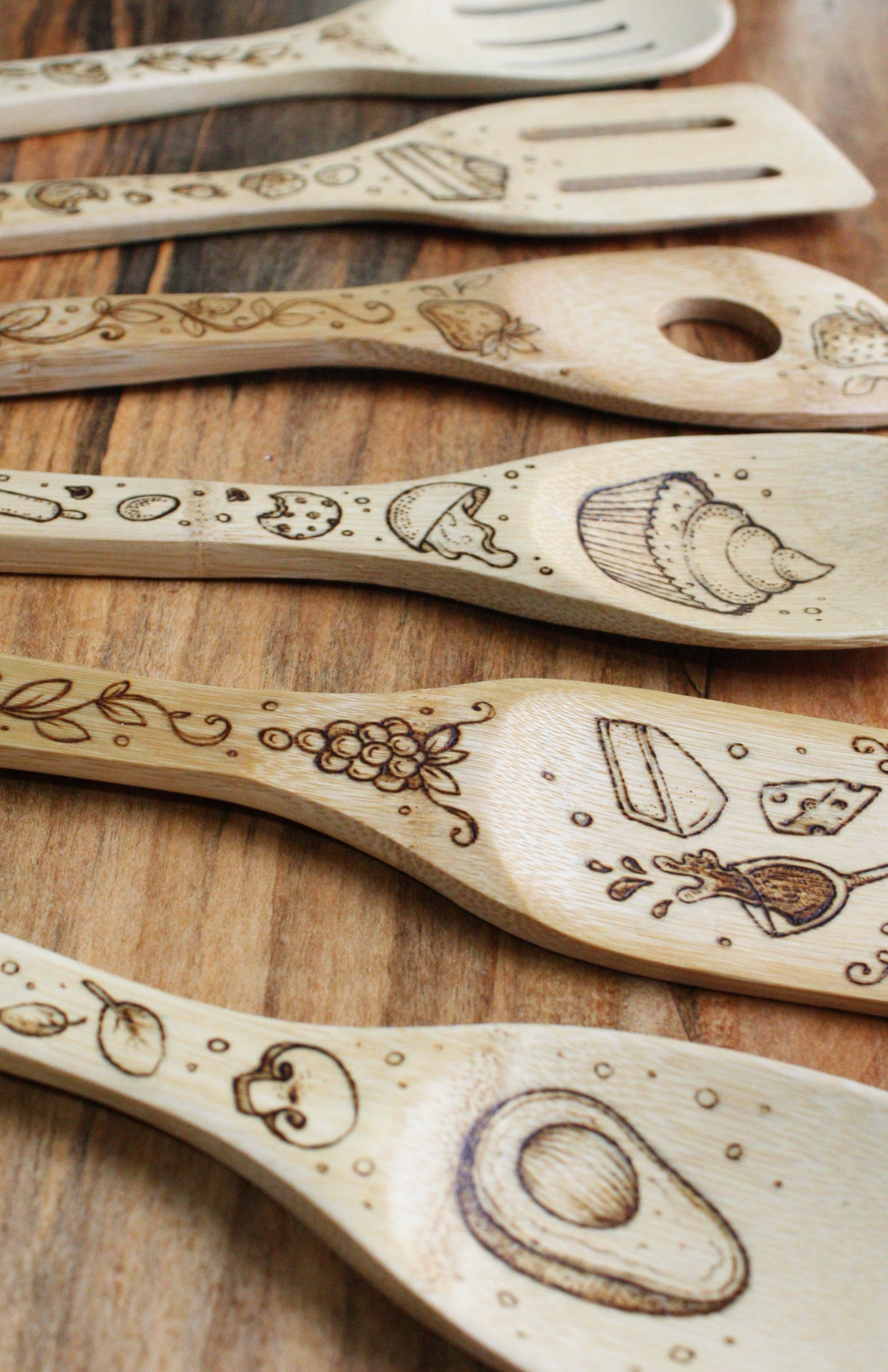 Pyrography Bamboo Spoons