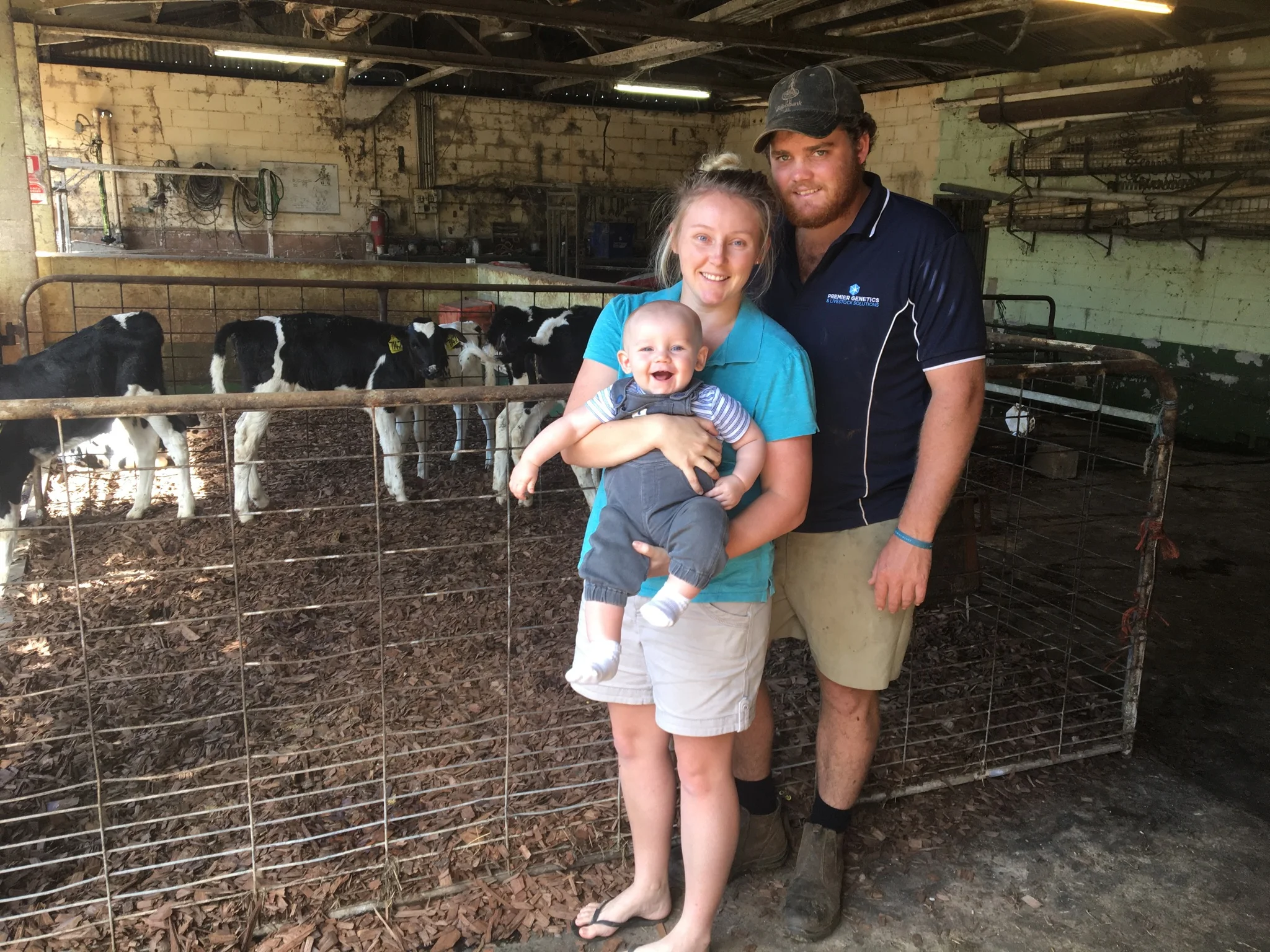 Owen and Brie with their baby boy Hugo