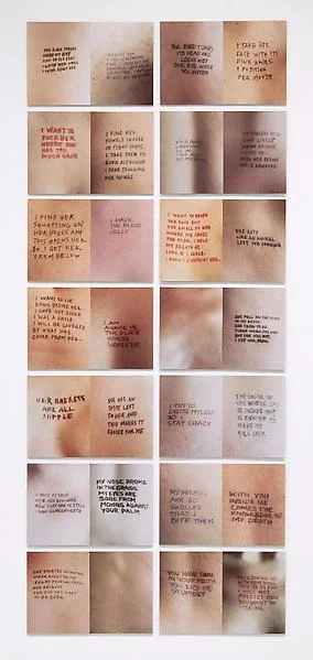 Jenny Holzer, Untitled (Selections from Lustmord) , 1994, cibachrome prints: 14 double images 13 x 20 in., edition 14/20 © Jenny Holzer. Courtesy Artist Rights Society (ARS) and Cheim & Read, New York