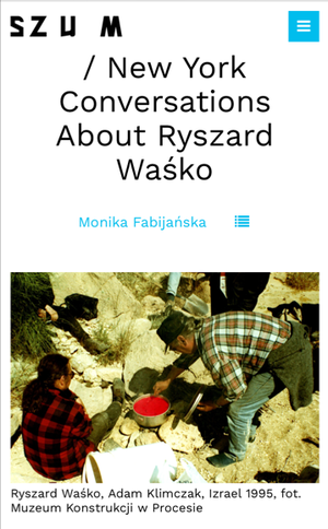 Monika Fabijanska, New York Conversations about Ryszard Wasko, Magazyn Szum (Polish/English), Warsaw, Poland, June 23, 2017 READ (scroll down for English)