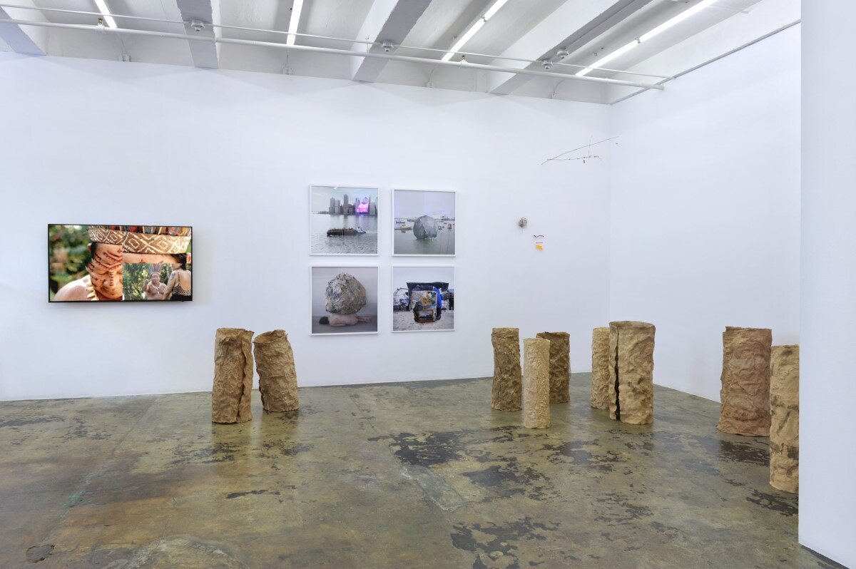  Installation view of  ecofeminism(s)  curated by Monika Fabijanska, left to right: Carla Maldonado, Mary Mattingly, and Cecilia Vicuña; sculpture: Bilge Friedlander. Thomas Erben Gallery, New York, June/July 2020 (photo: Andreas Vesterlund) 