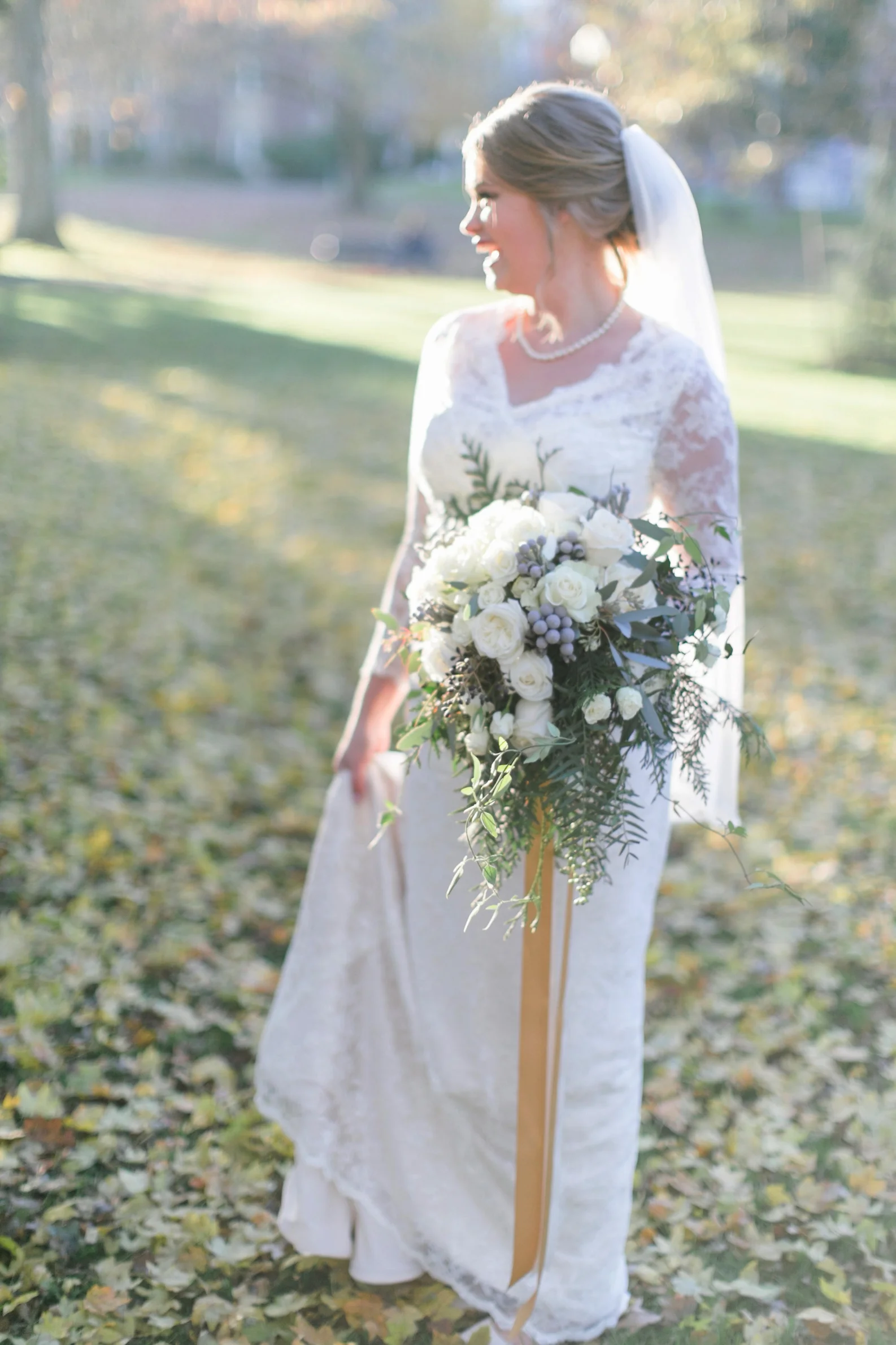 Bride's winter white bouquet Matthew Land Photography