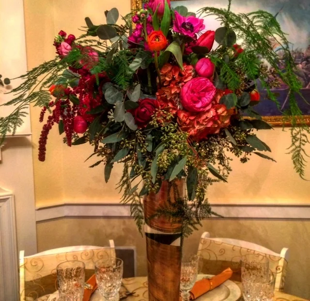 Elegant celebration centerpiece in reds