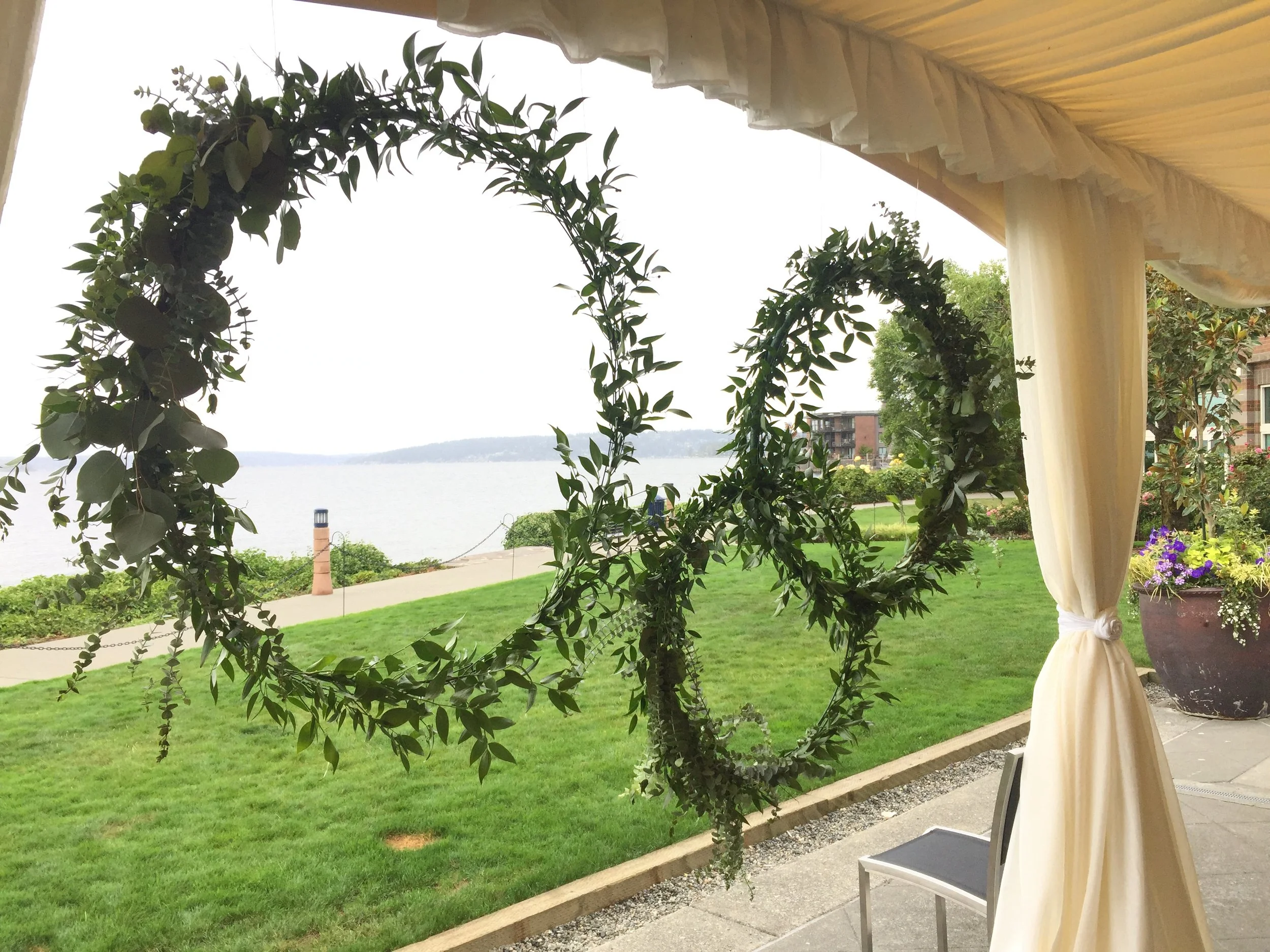 Greenery ceremony backdrop-IJ Photo