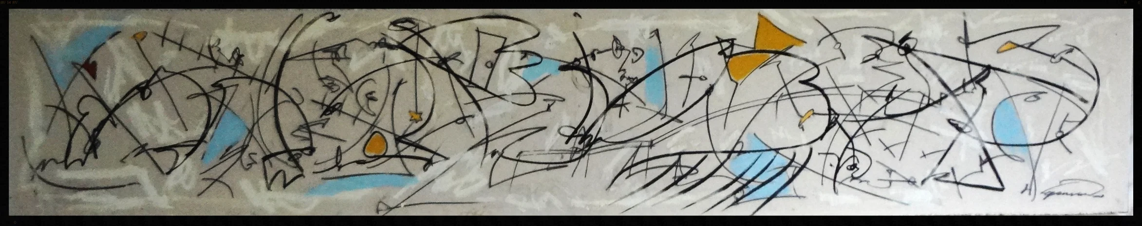 Line Works No.14 1/3 // (2016) oil and charcoals on raw canvas // set of 3 16x87 // 2900 