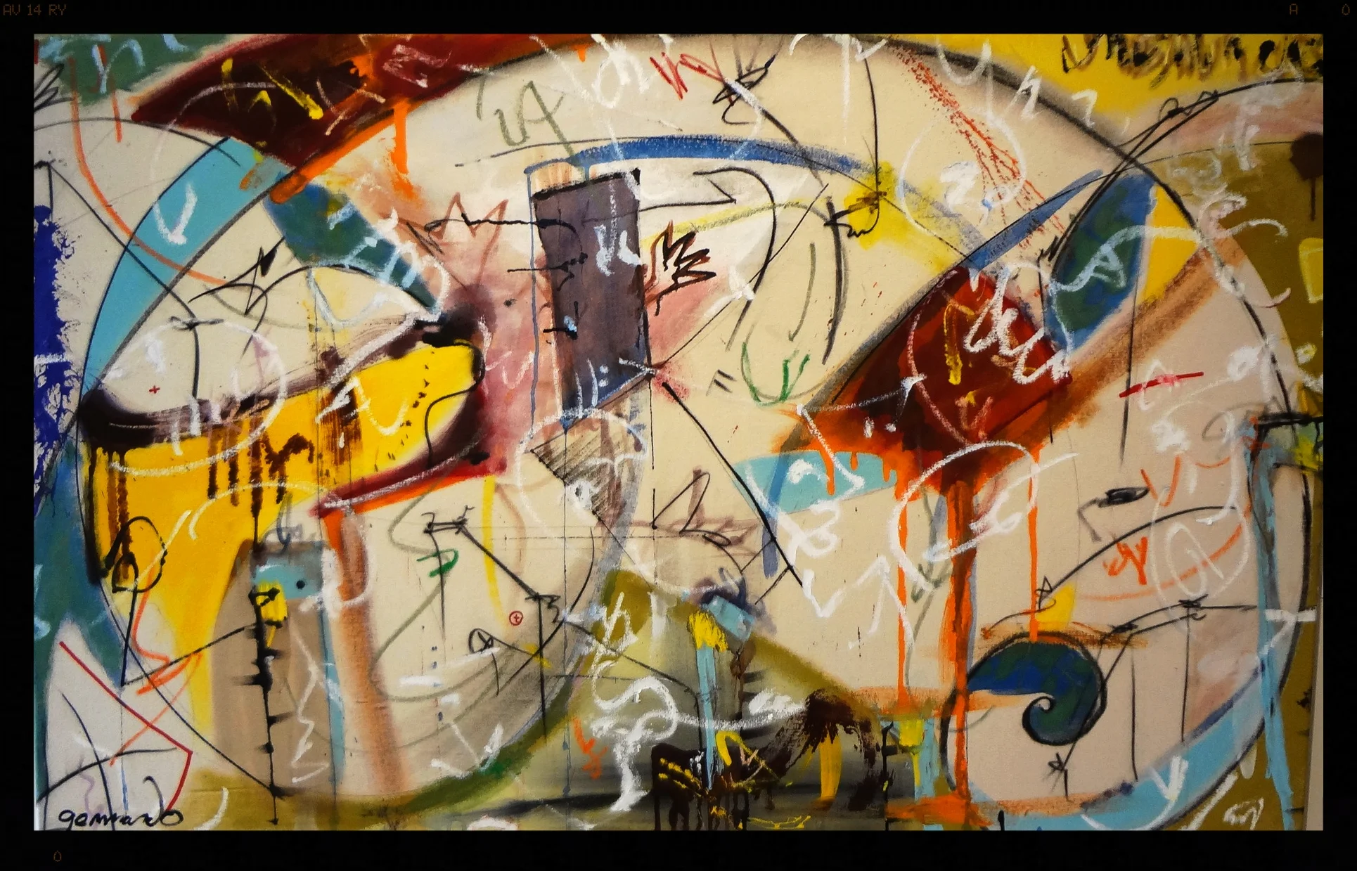 New Line Works No.1 (2016) // oil stick on raw canvas // 35x4'7'' // 1800 Sold // Courtesy of Modern Arts Midtown