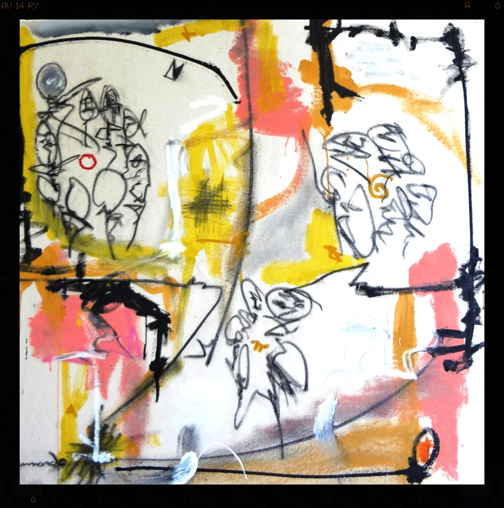 Cliques 2/2 #1219 (2016) // oil and charcoals on raw canvas // 30x30 // 1200