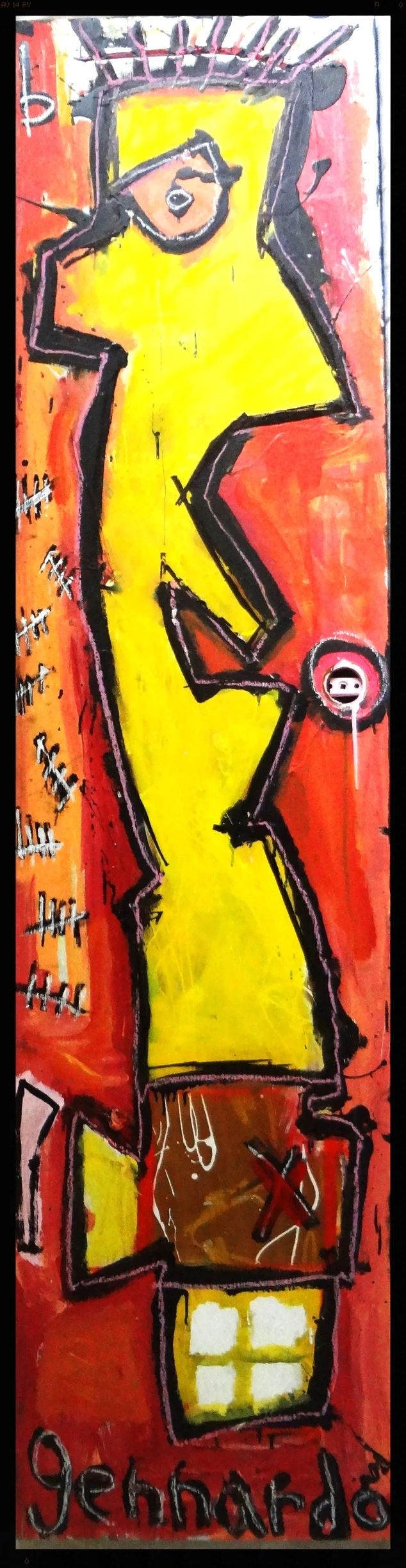 A Door with no Knob#1009 (2015) // oilstick on door// 80x20 // 1800