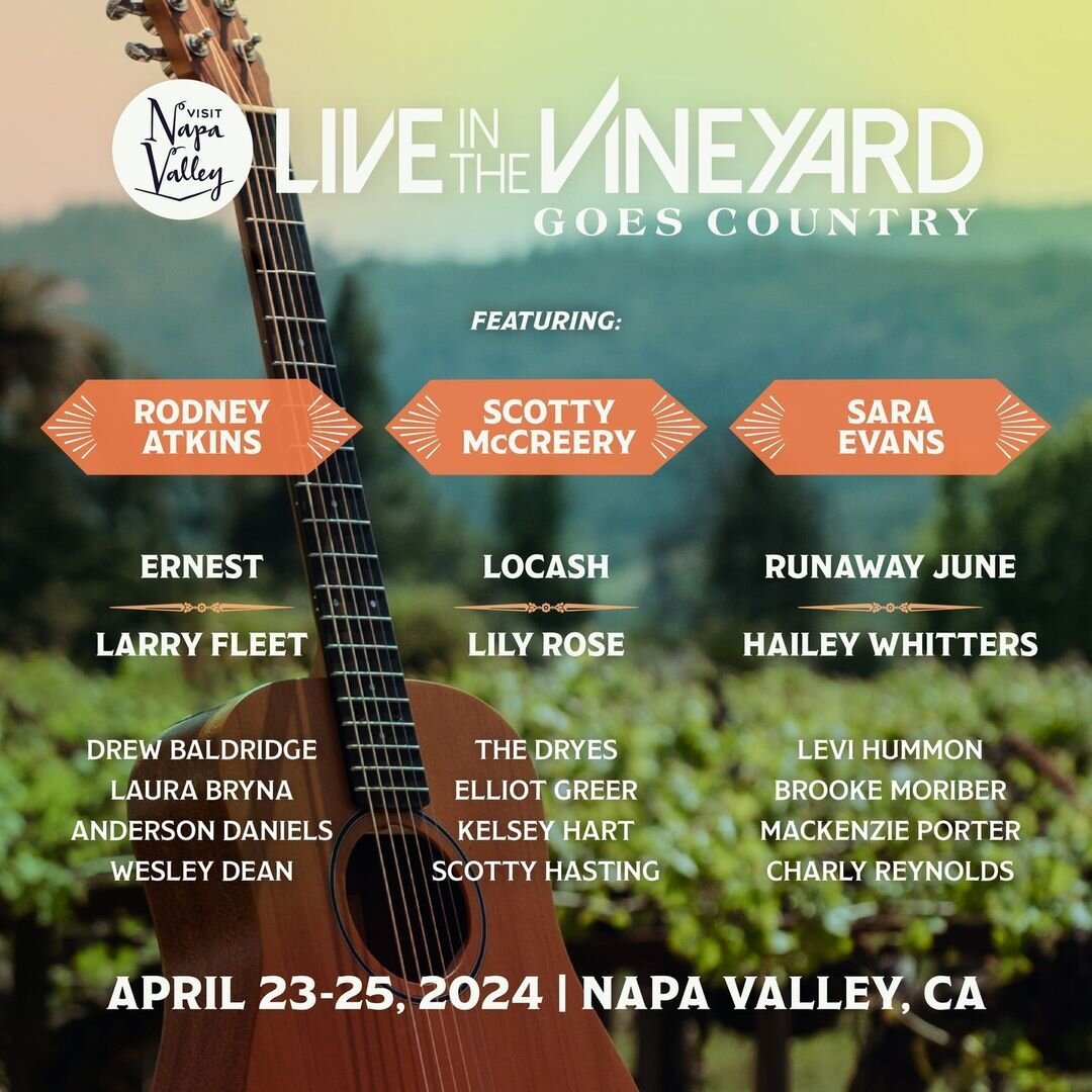 Live in the Vineyard Goes Country announces its 2024 lineup! Looking forward to some incredible live music!