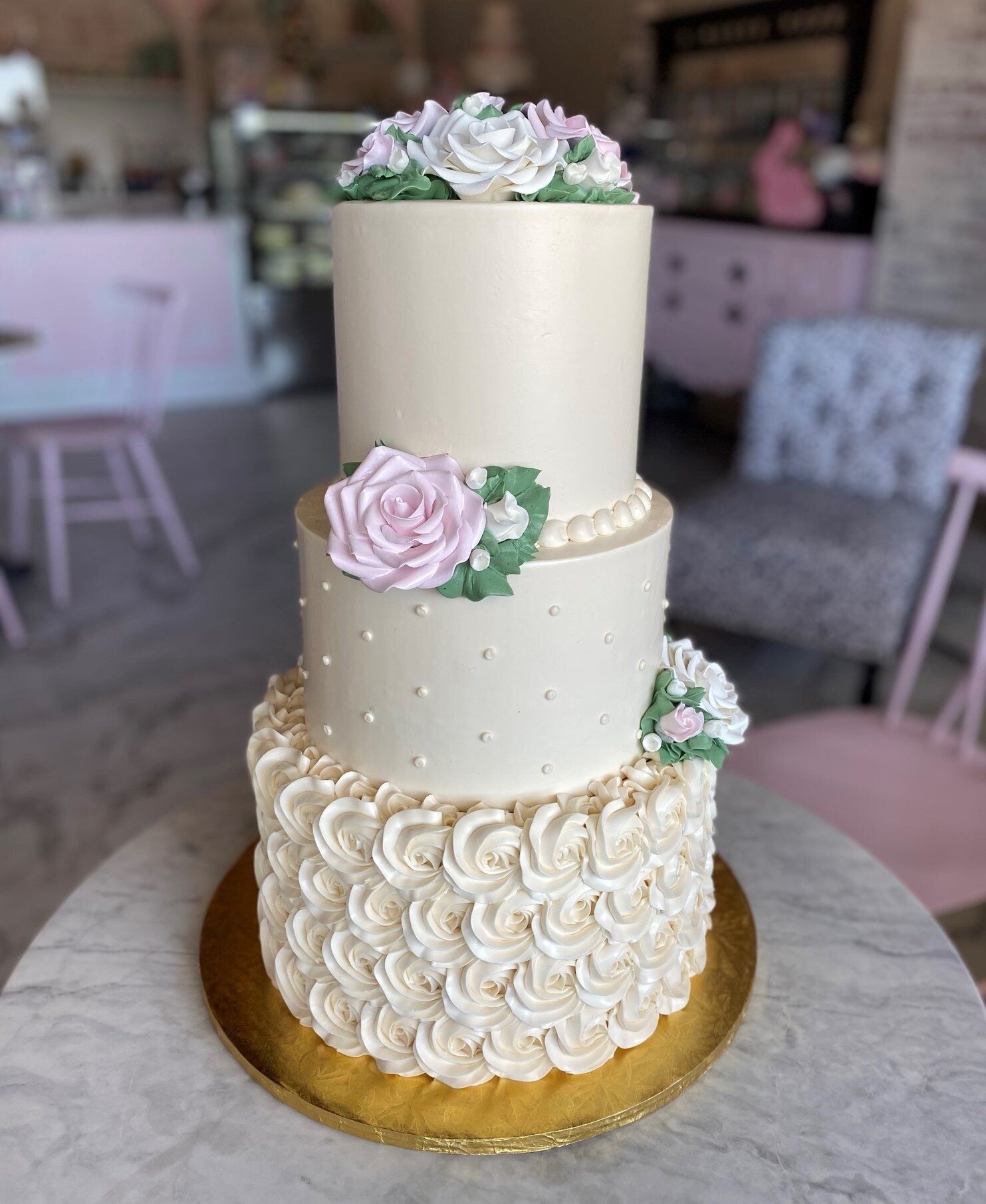 Online 3 Tier White Rose Chocolate Wedding Cake Delivery in Noida