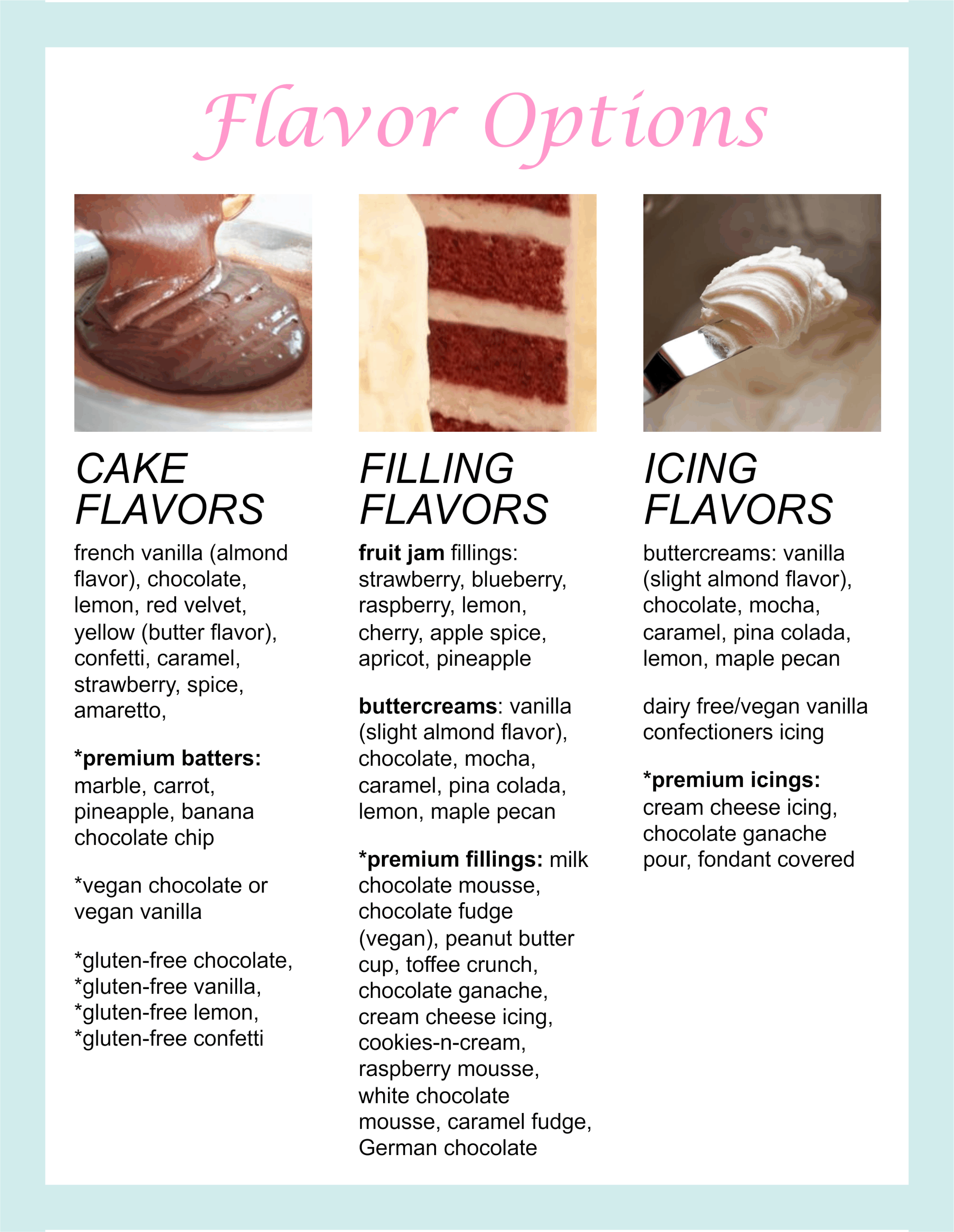 Wedding Cake Types & Fillings | Types of cake flavors, Types of cakes, Cake  fillings