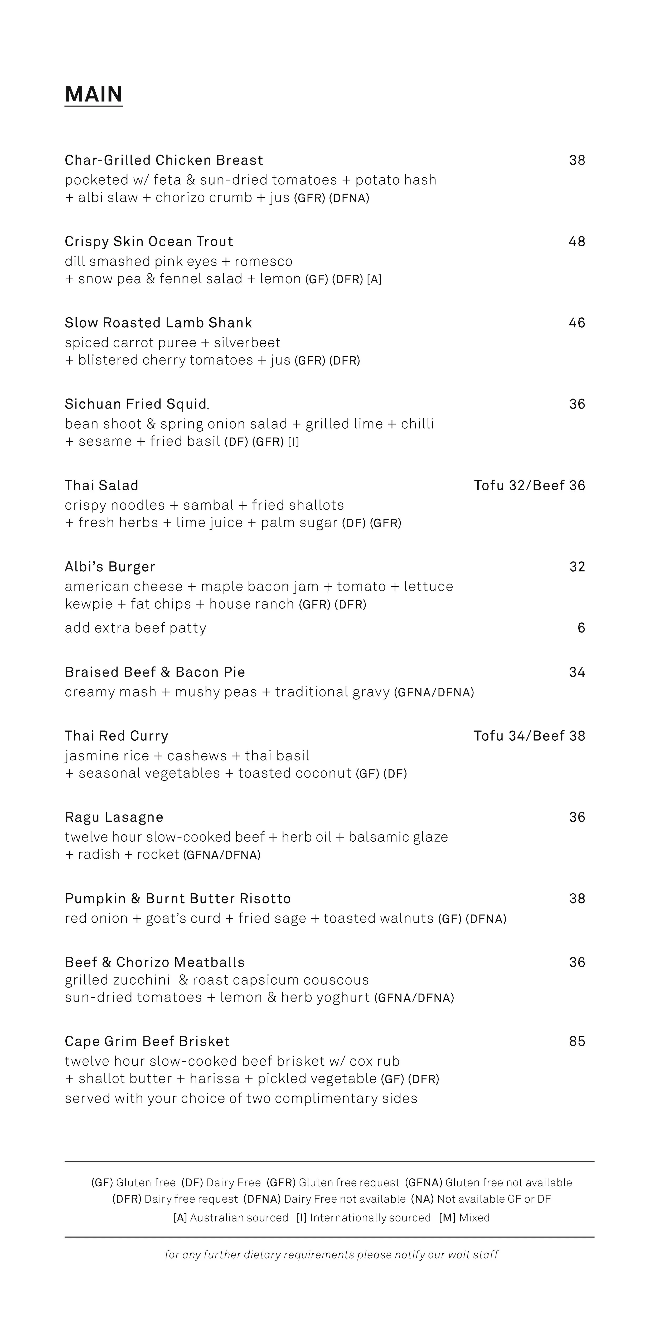 A La Carte — ST. ALBI