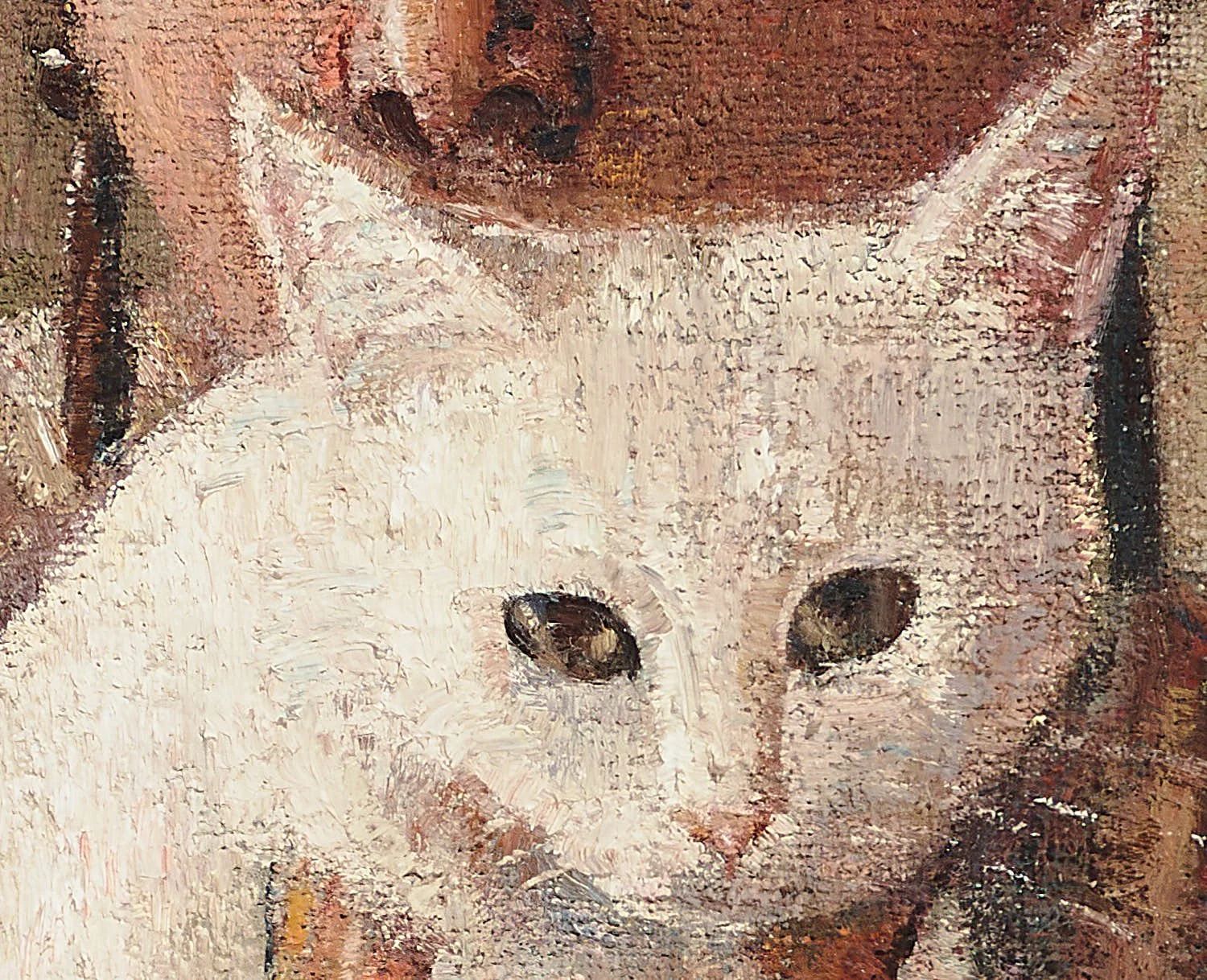 Detail crop of   Woman with cat   by Evette Coppersmith