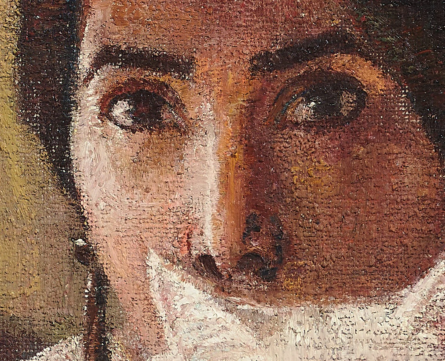 Detail crop of   Woman with cat   by Evette Coppersmith
