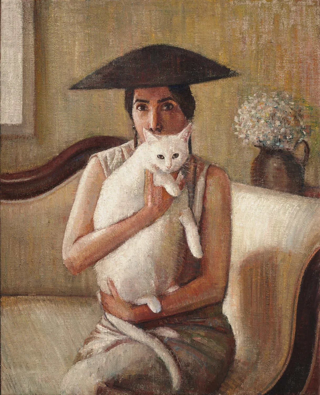 Woman with Cat by Yvette Coppersmith