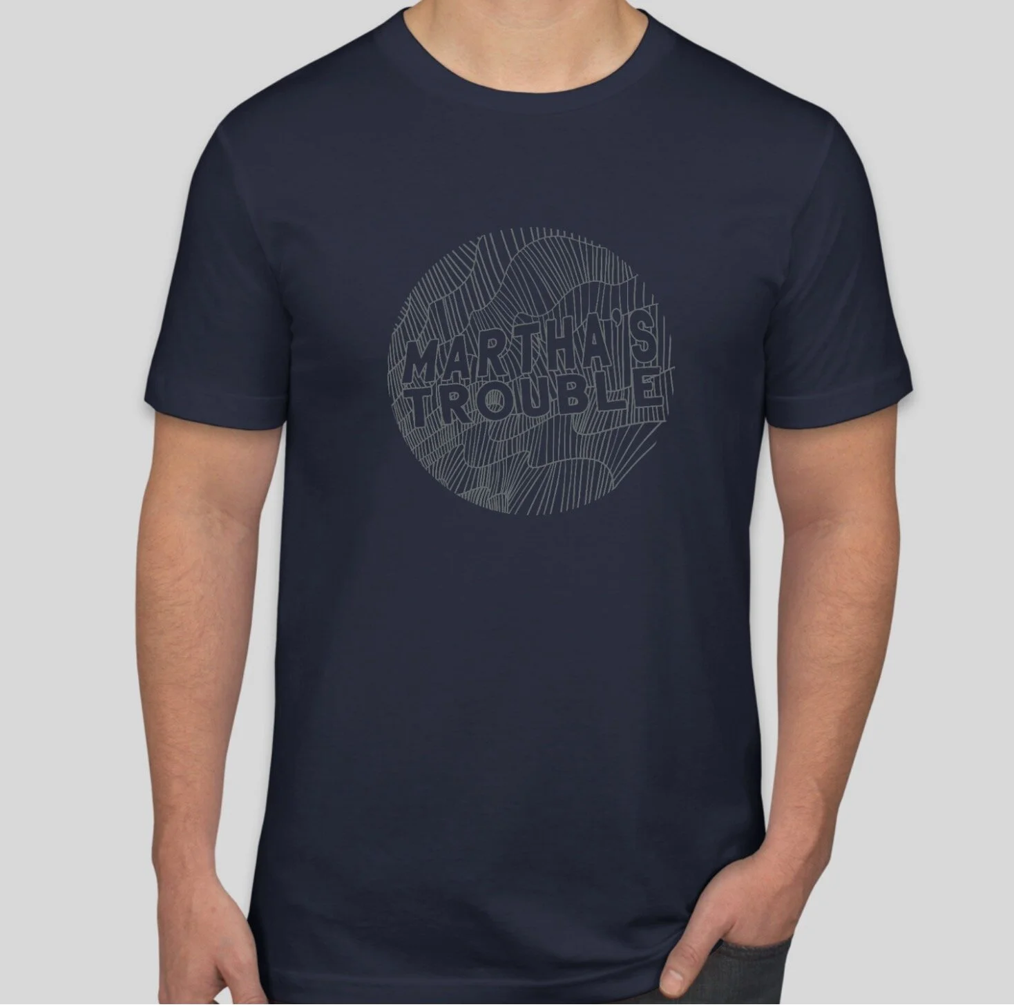 Men's Bella + Canvas Tee in navy w/charcoal circle graphic