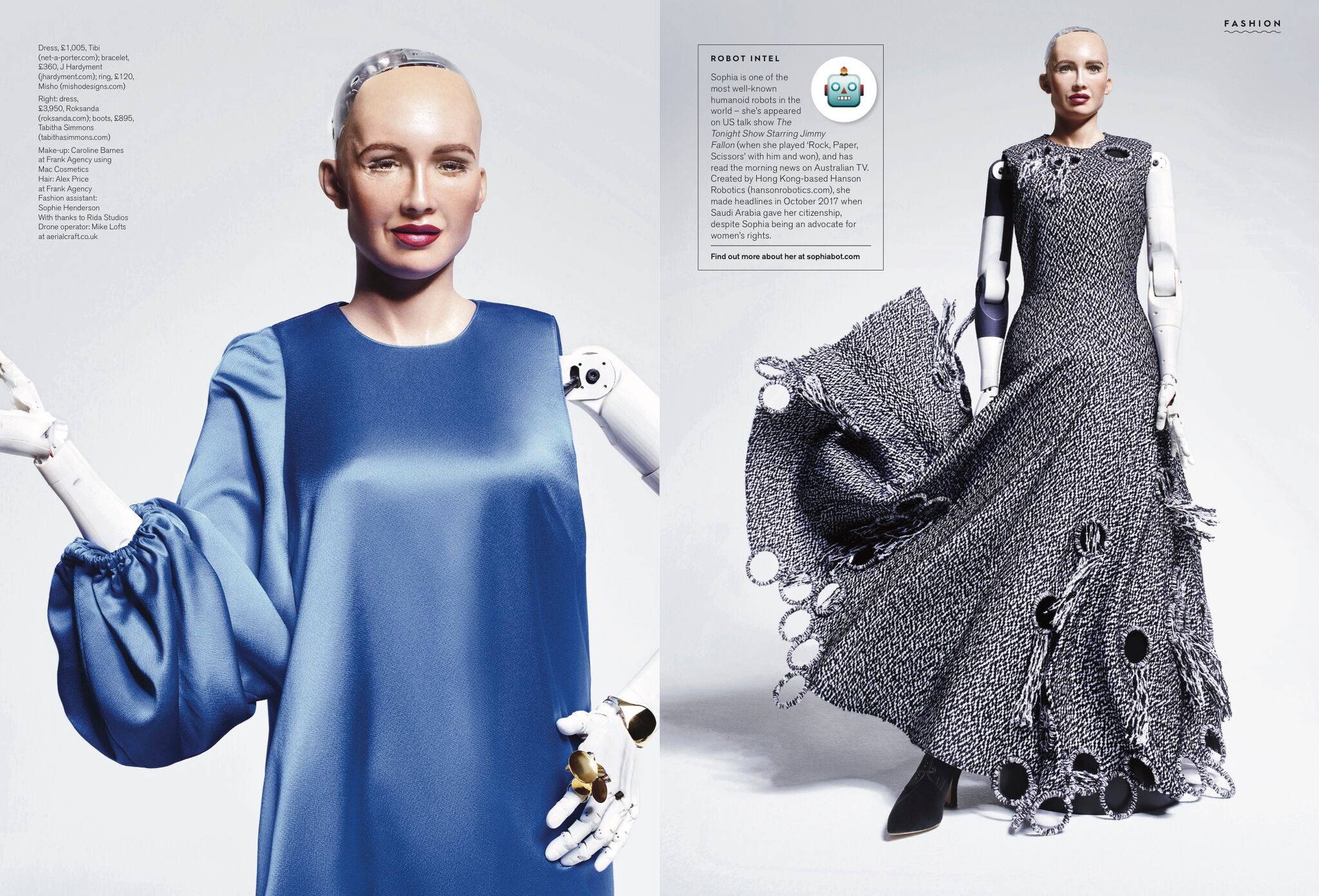Sophia the Robot wear the 2 Face Bracelet in Stylist Magazine