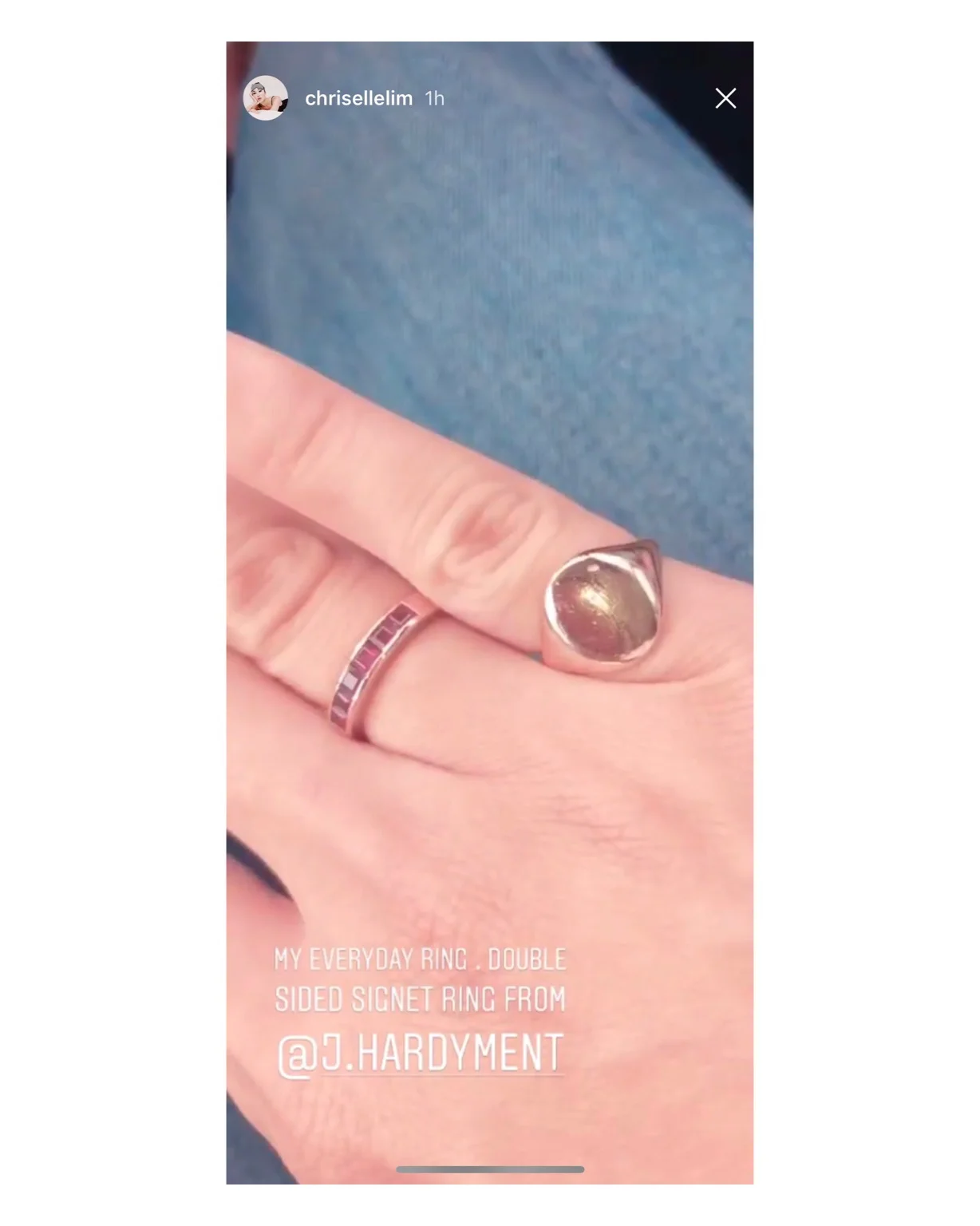 Chriselle Lim wearing her 2 Face Pinky Ring