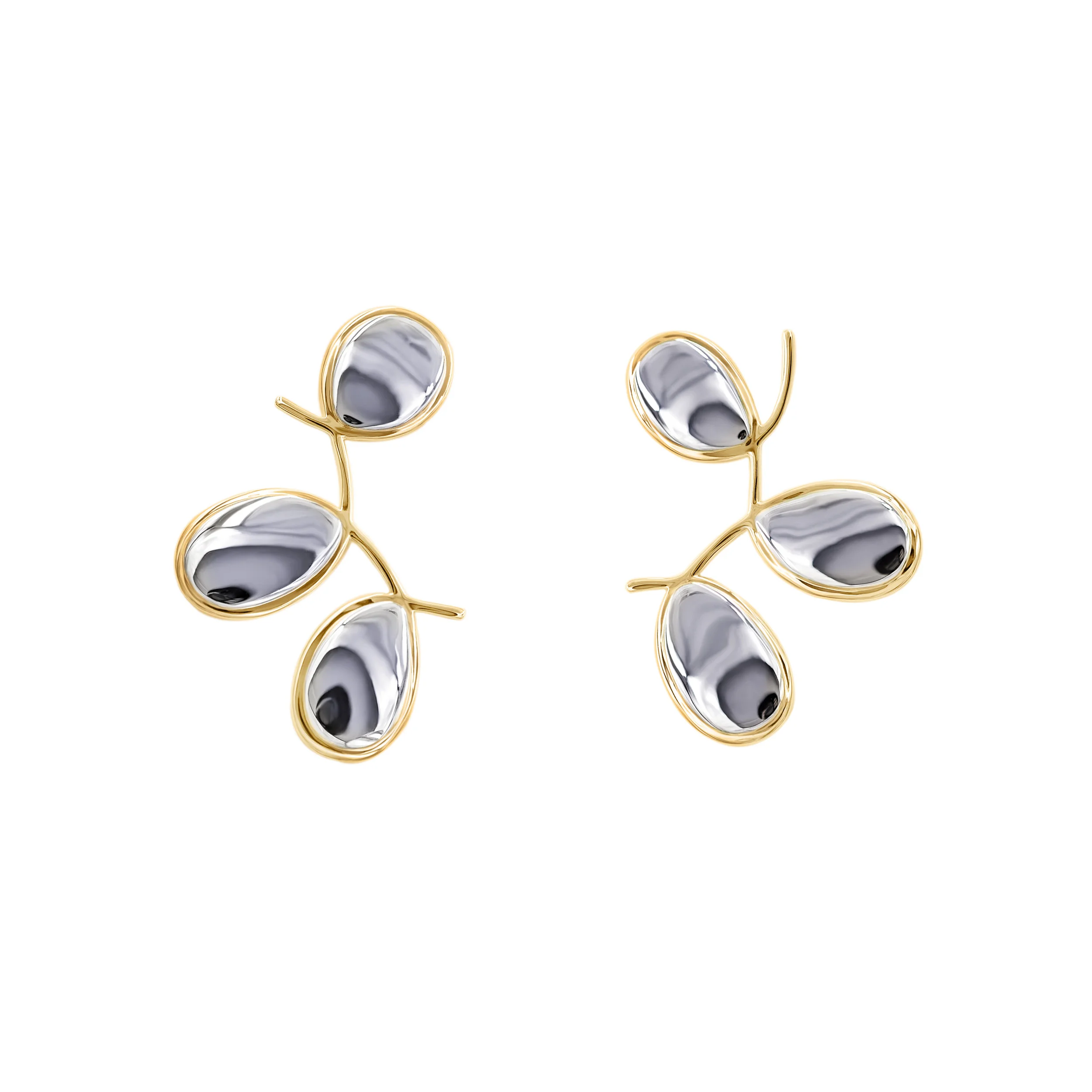 Large Triple Petal Curlicue Earrings