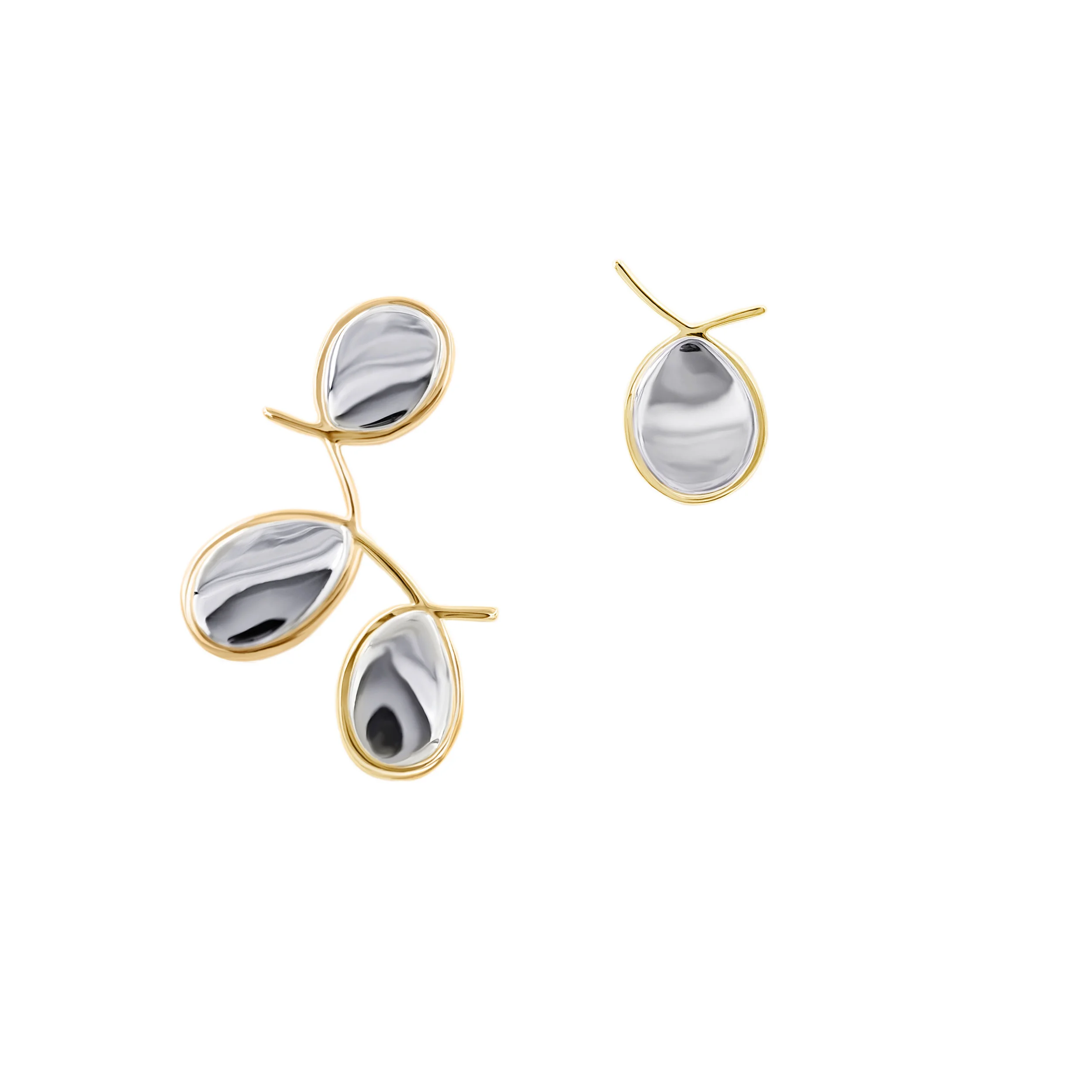 Mixed Petal Curlicue Earrings