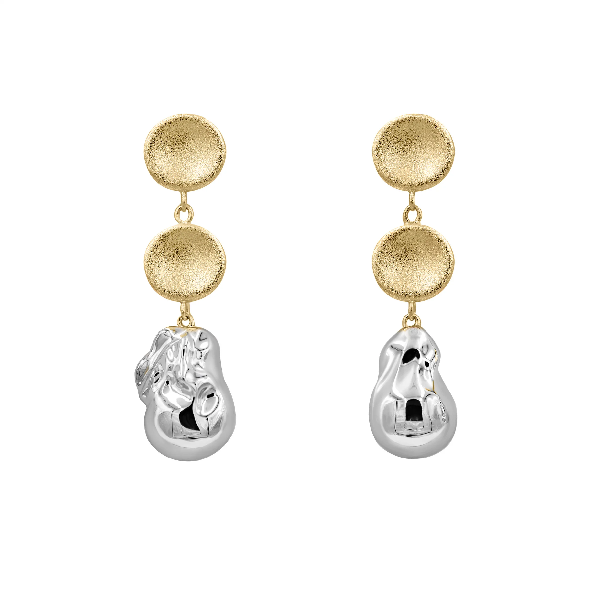 Silver Pearl and Double Matte Small Thumbprint Earrings