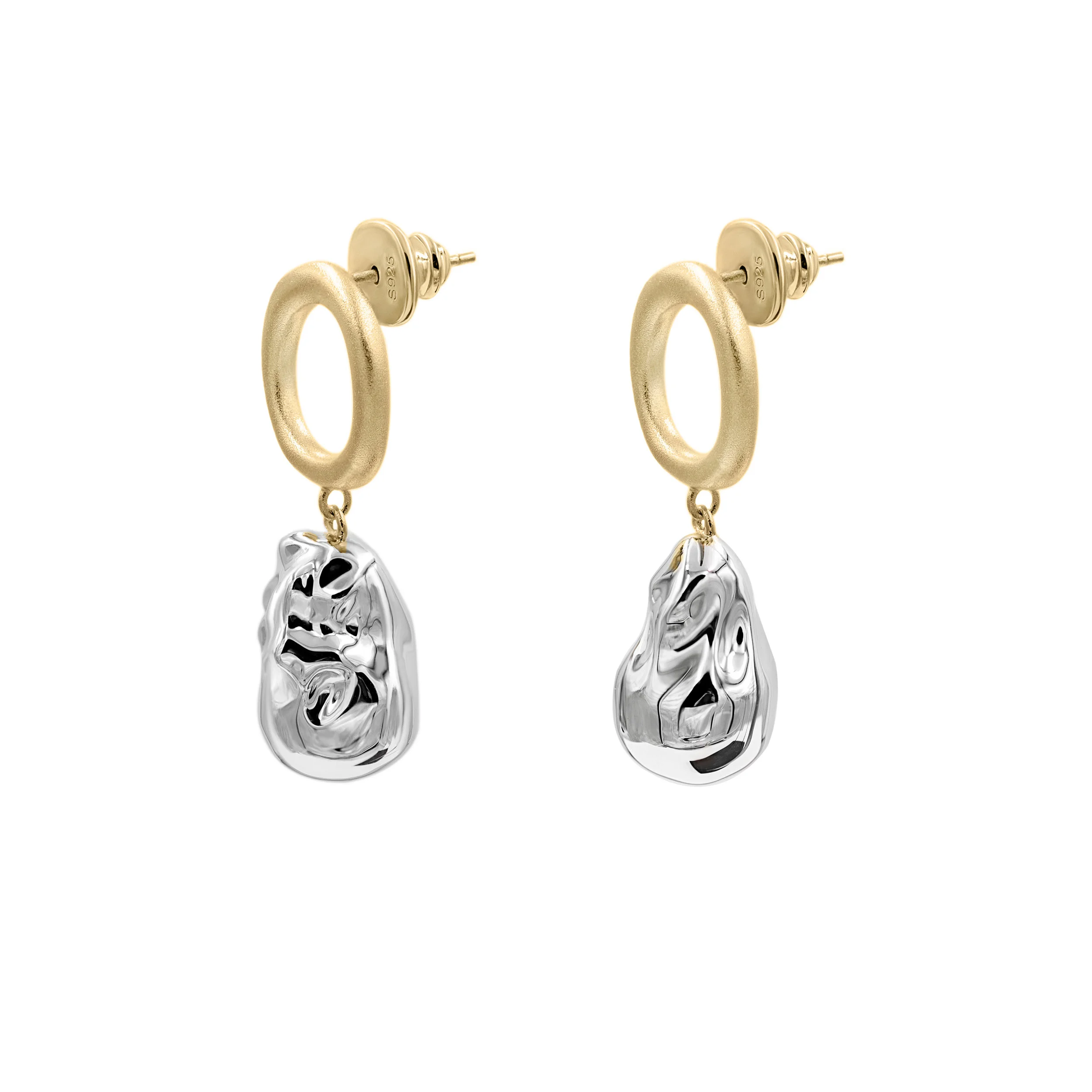 Silver Pearl and Matte Medium Link Earrings 2.jpg