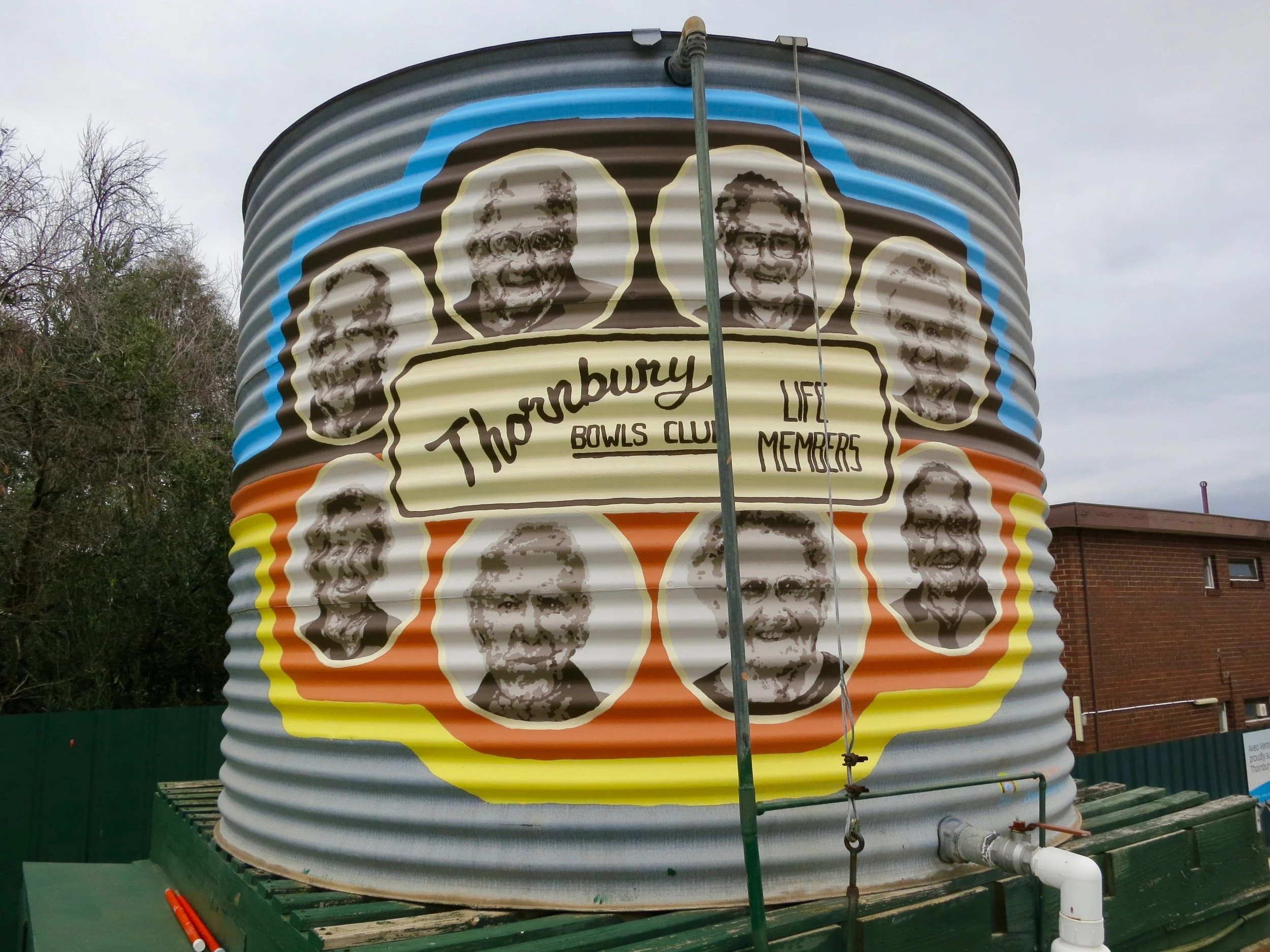 Brenna Quinlan's artwork the water tank of the Club's Life Members